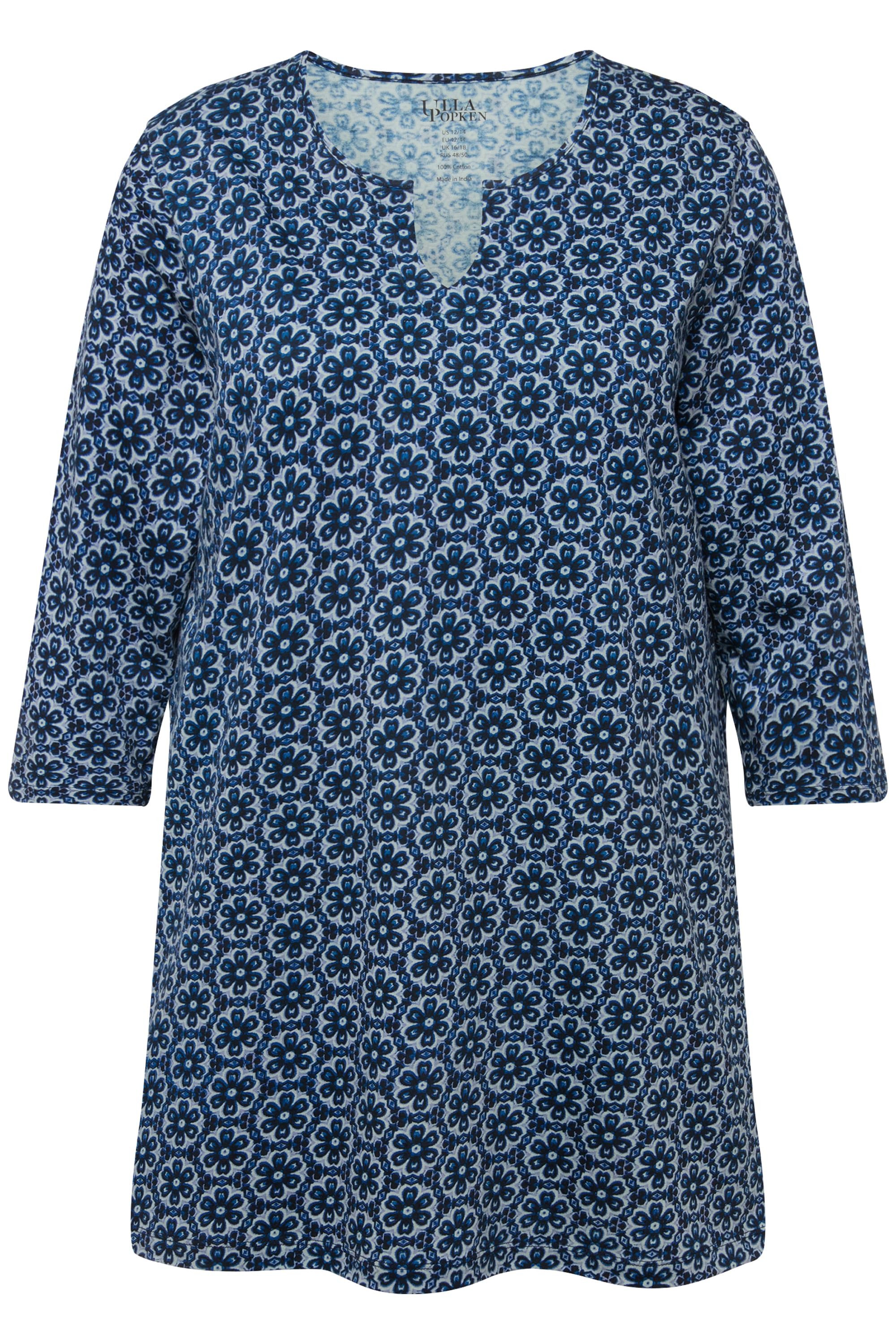 Ulla Popken Longshirt Longshirt Blüten Tunika-Ausschnitt günstig online kaufen