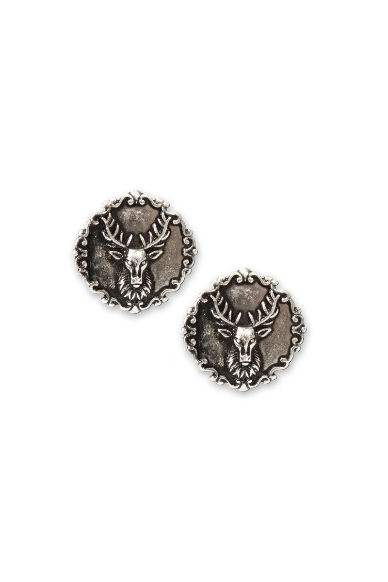 Alpenflüstern Schmuckset Запонки - HIRSCHKOPF - antik-silber