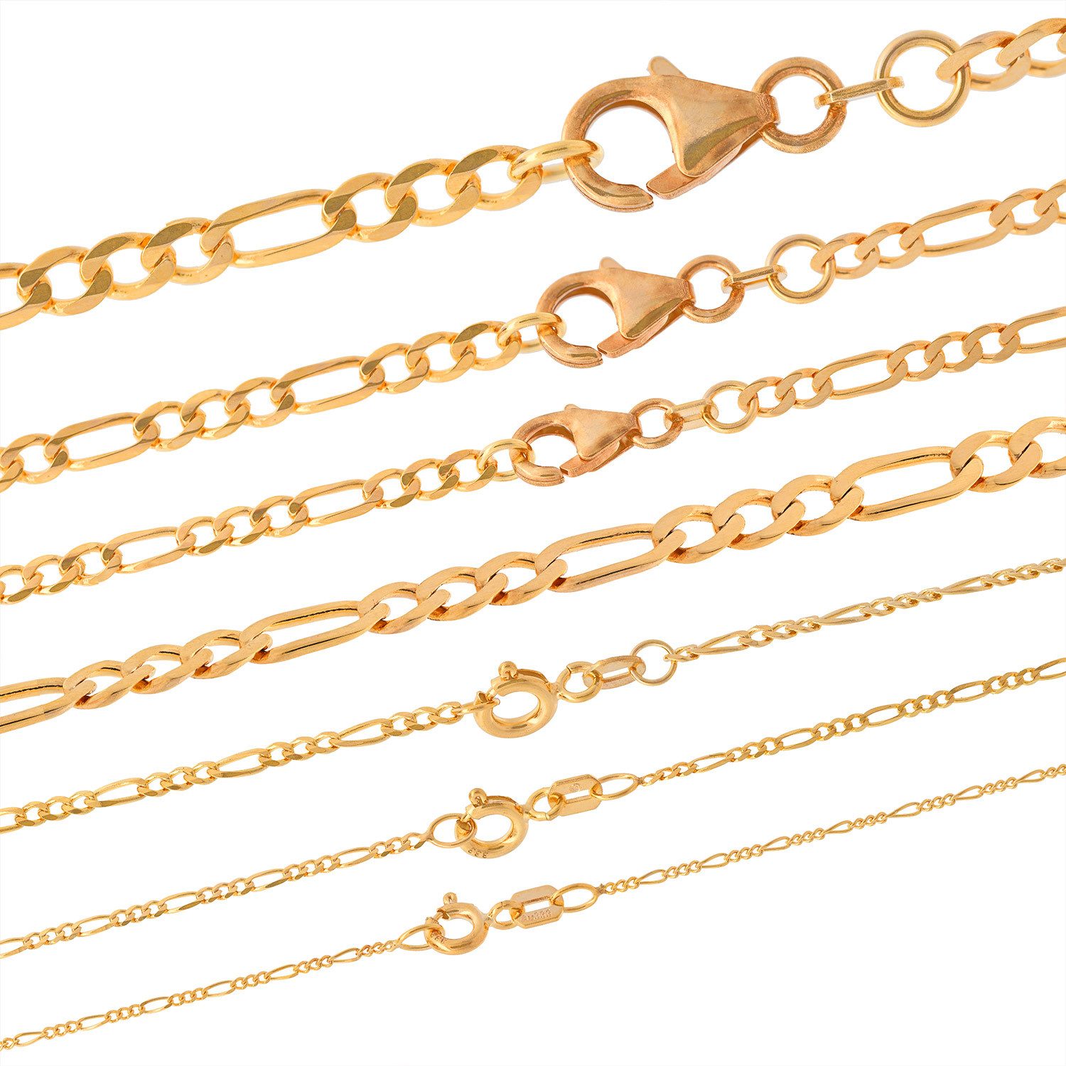 HOPLO Goldkette Goldkette Figarokette Halskette Breite 4,0 mm 42 cm 333 - 8 Karat Gold, Made in Germany
