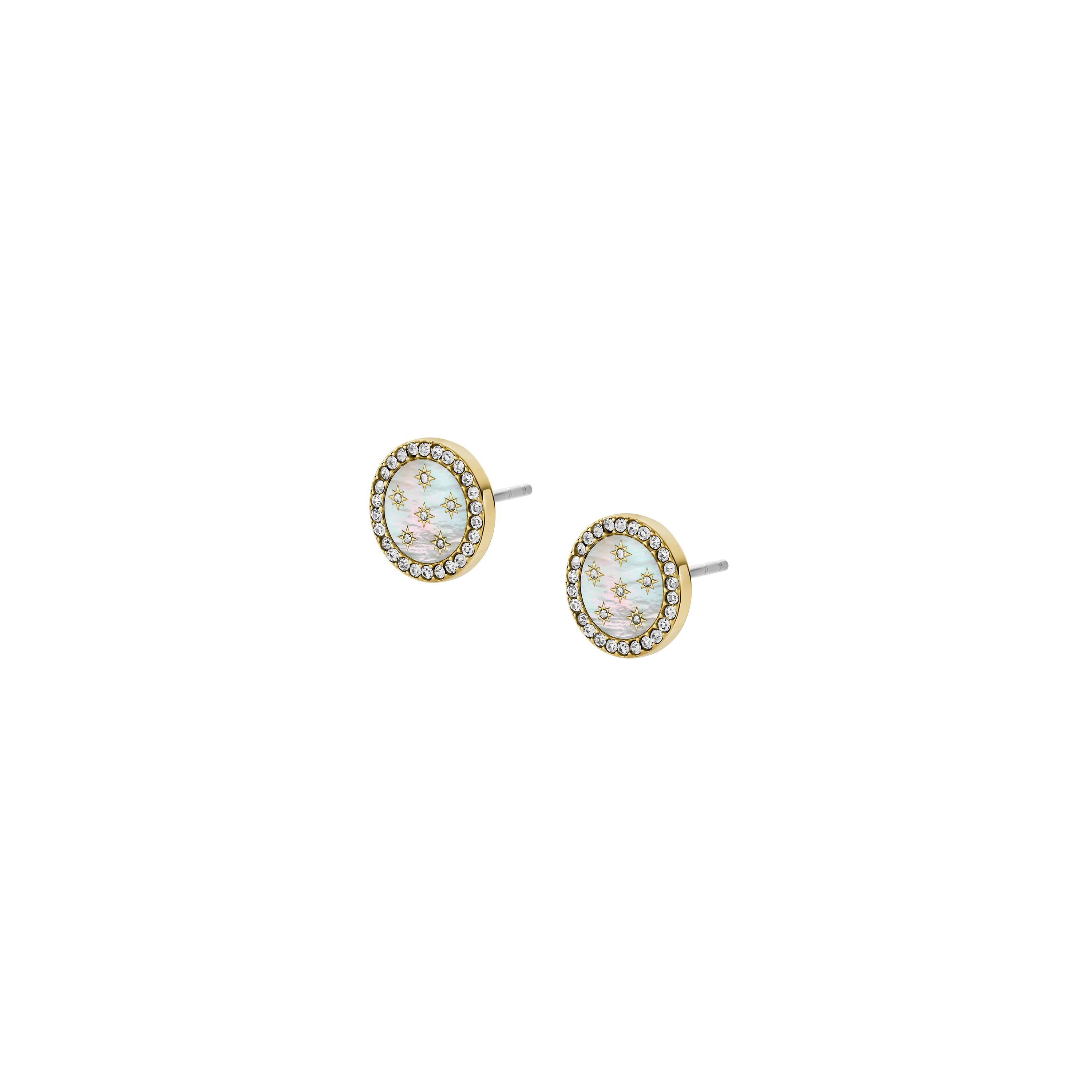 Fossil Paar Ohrstecker Schmuck Geschenk Edelstahl JEWELRY, mit Glasstein - mit Perlmutt