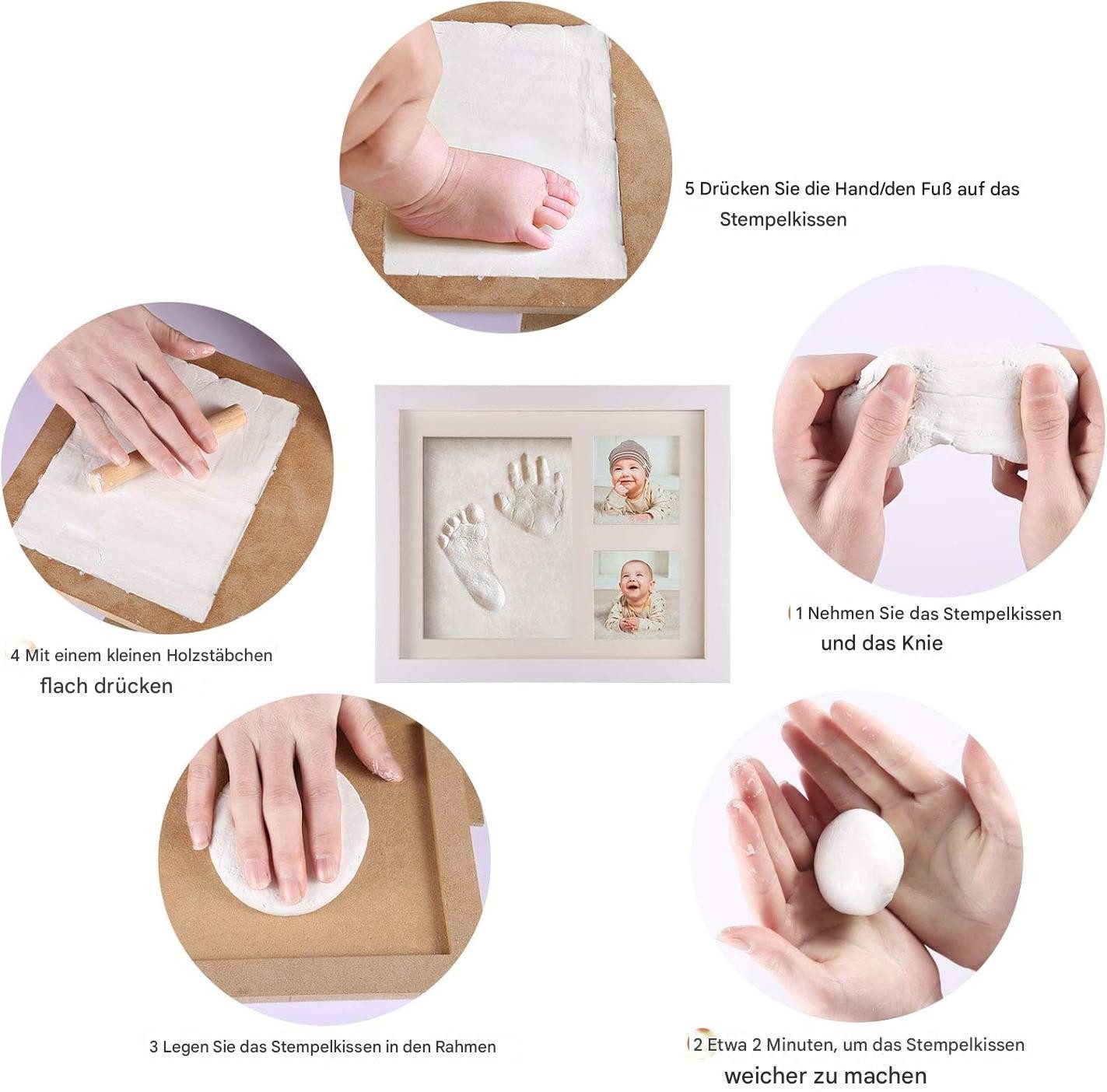 SinLaw Bilderrahmen Holzfotorahmen, Babyhand- und Fußabdrücke, Babyfotorahm günstig online kaufen