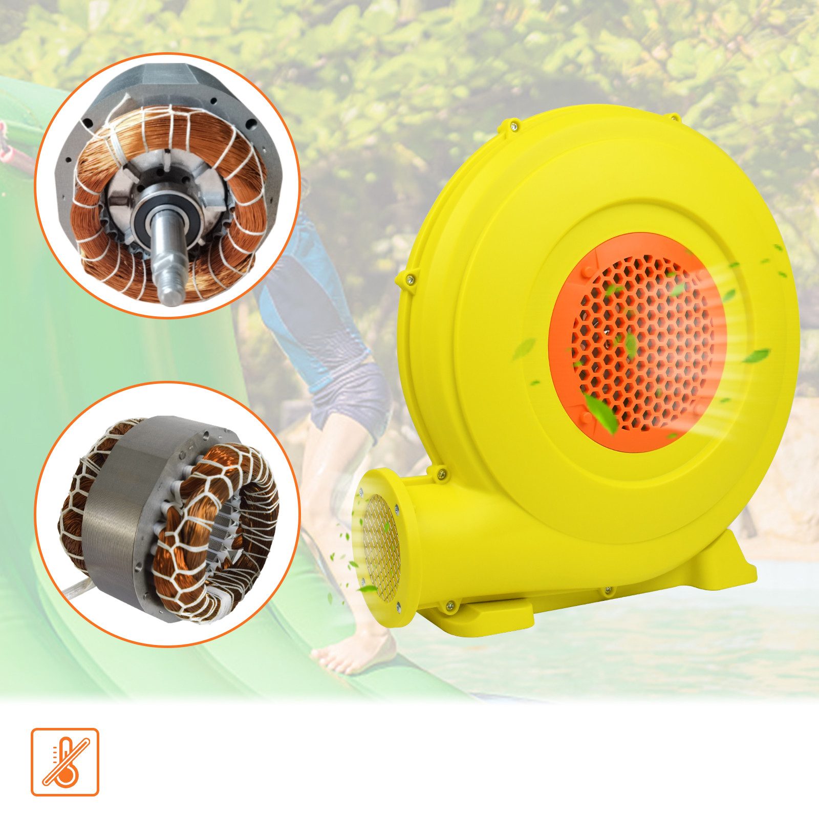 FIVMEN Luftpumpe Luftgebläse Elektrische Hüpfburg Gebläsepumpe Ventilator 450W/750W, Gebläse für aufblasbare Spielzeuge, Windmaschine mit Griff, Netzkabel