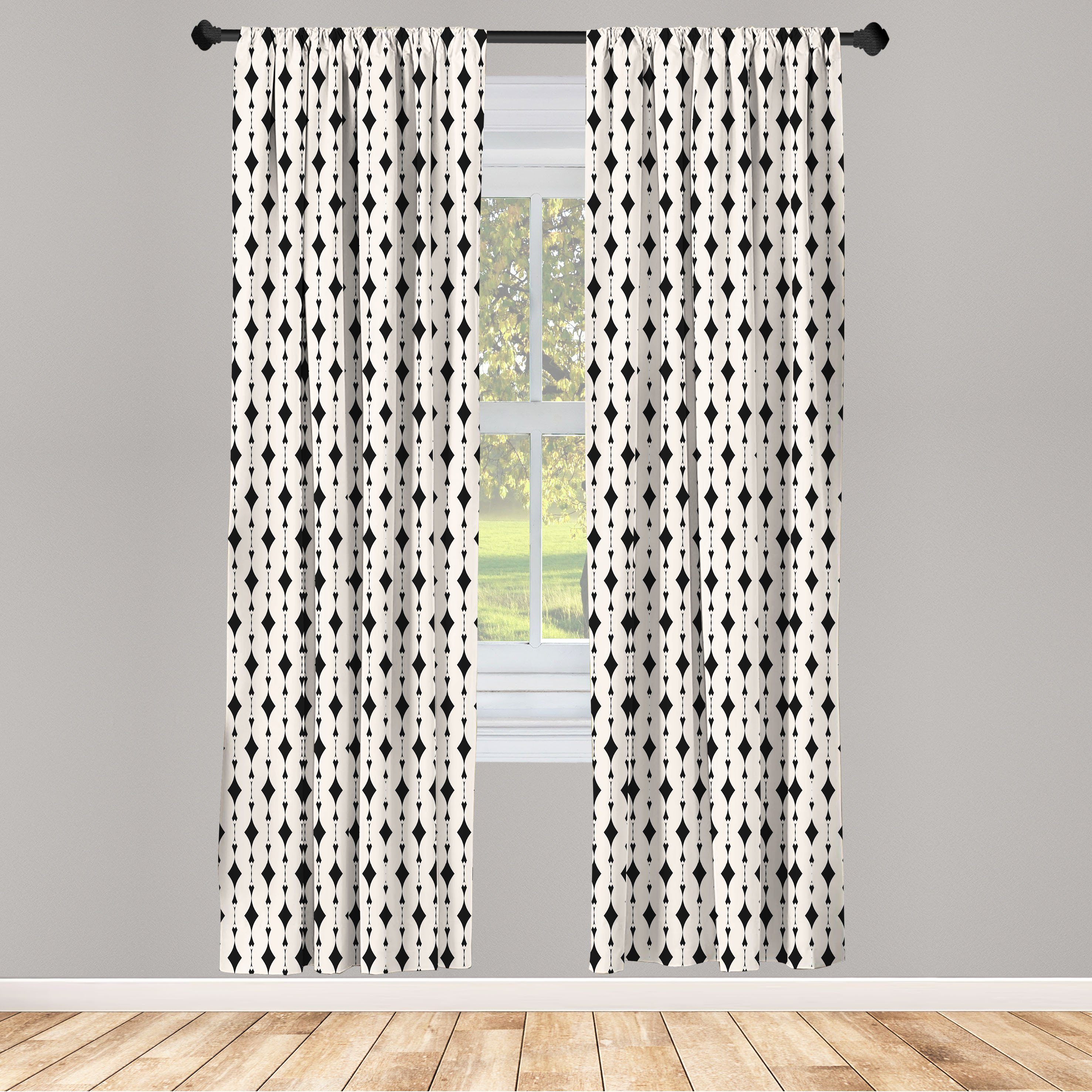 Gardine Vorhang für Wohnzimmer Schlafzimmer Dekor, Abakuhaus, Microfaser, Geometrisch Abstract Art Deco Inspire