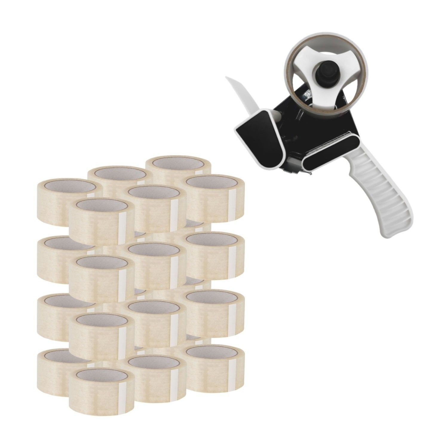 ARLI Klebeband Abroller für Klebeband Handabroller transparent Pistolengriff (Set, 24-St., 24 Rollen) transparent Paketband Abroller mit Pistolengriff