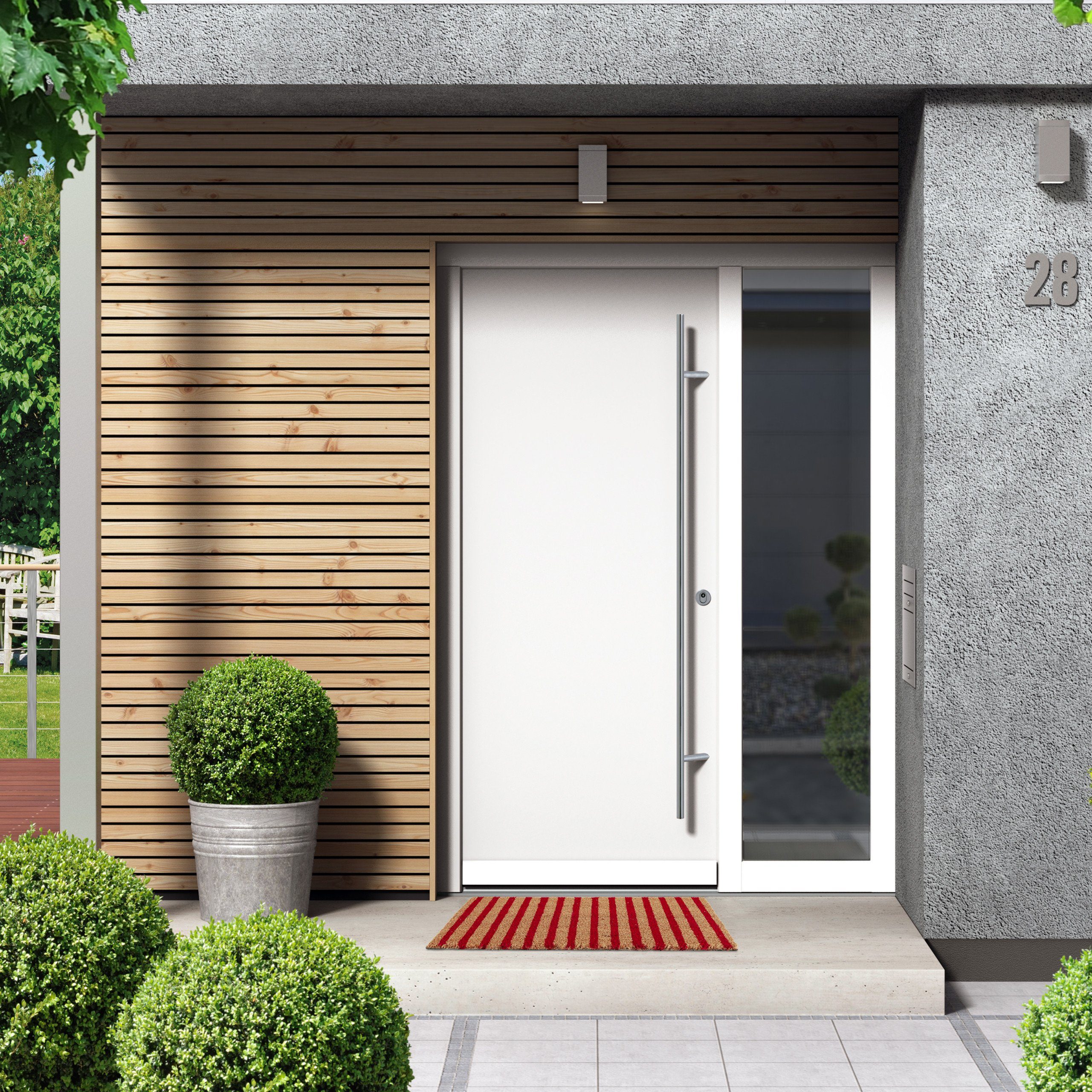 relaxdays Fußmatte Kokos Fußmatte rot-natur gestreift, Höhe: 15 mm günstig online kaufen