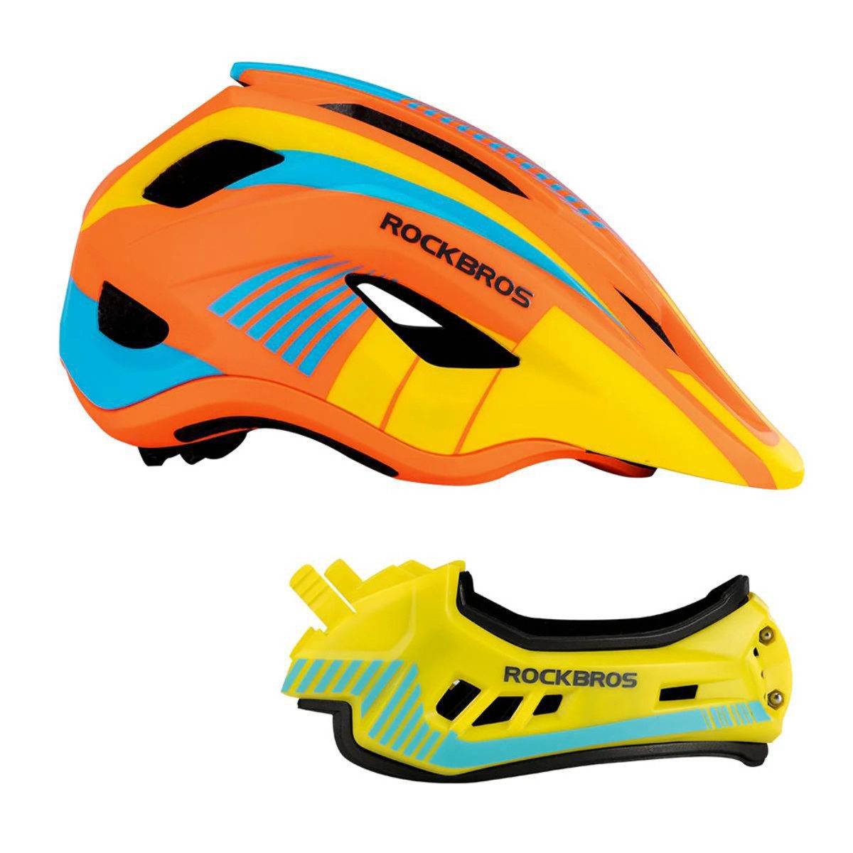ROCKBROS Kinderfahrradhelm TT-32 (Fahrradhelm Set, Kinderhelm Set mit Kinnschutz), Kinderhelm mit abnehmbarem Fullface Kinnschutz – Bild 2 von 5