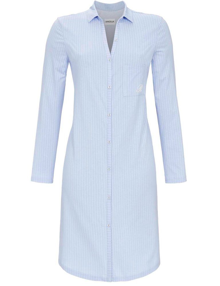 Ringella Nachthemd »Damen Langarm Nachtkleid im Hemdstyle, 1511016 -  Hellblau, Sportliche Nachtwäsche Knöpfe Kragen Streifen« online kaufen |  OTTO