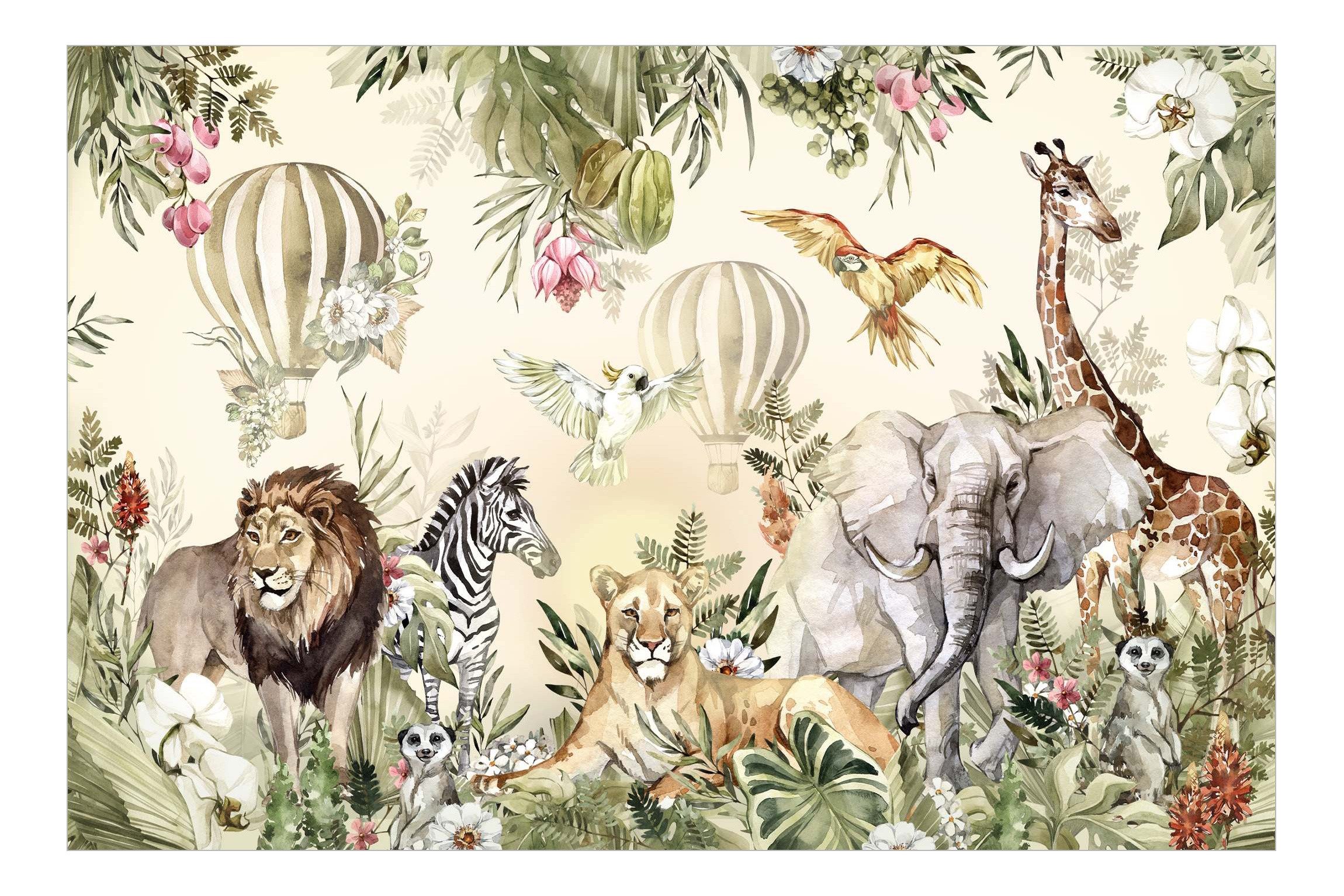 Bilderdepot24 Kindertapete Kinderzimmer Aquarell Tiere Ballon Dschungel Kinder Wanddeko, Glatt, Matt, (Vliestapete inkl. Kleister oder selbstklebend), Mädchenzimmer Jungenzimmer Babyzimmer Bildtapete Fototapete Wandtapete. € 44,99, (€ 18,44 pro 1 qm).