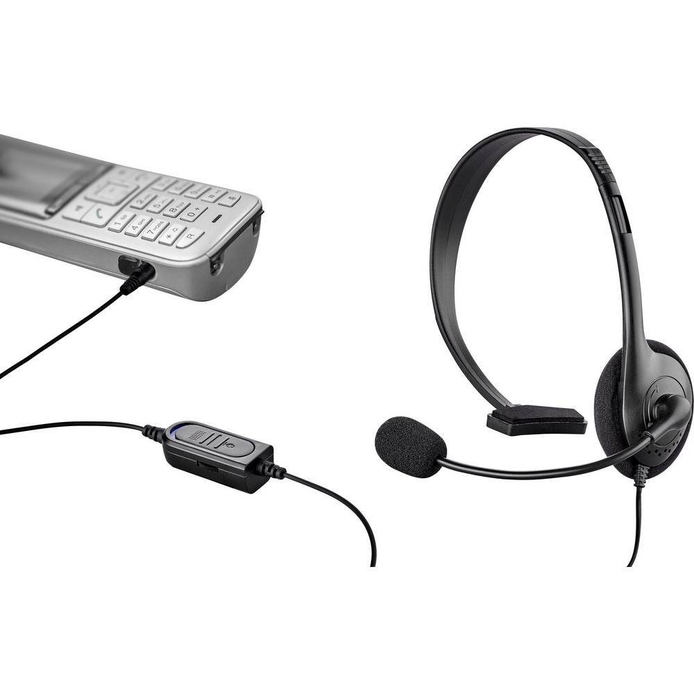 Renkforce 2.5 mm Klinke-Headset mit Spezialbelegung RF-4628709 Kopfhörer (Lautstärkeregelung, Mikrofon-Stummschaltung)