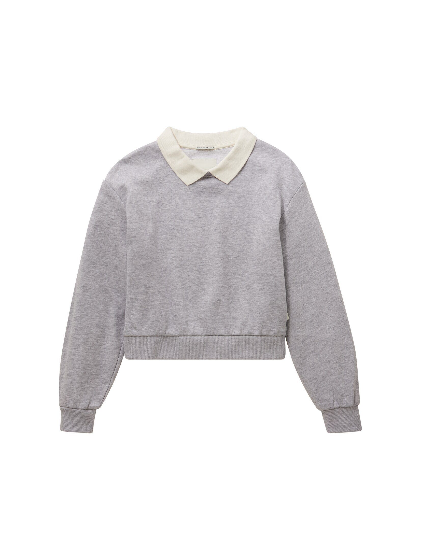 TOM TAILOR Sweatjacke Cropped Polo Sweater
