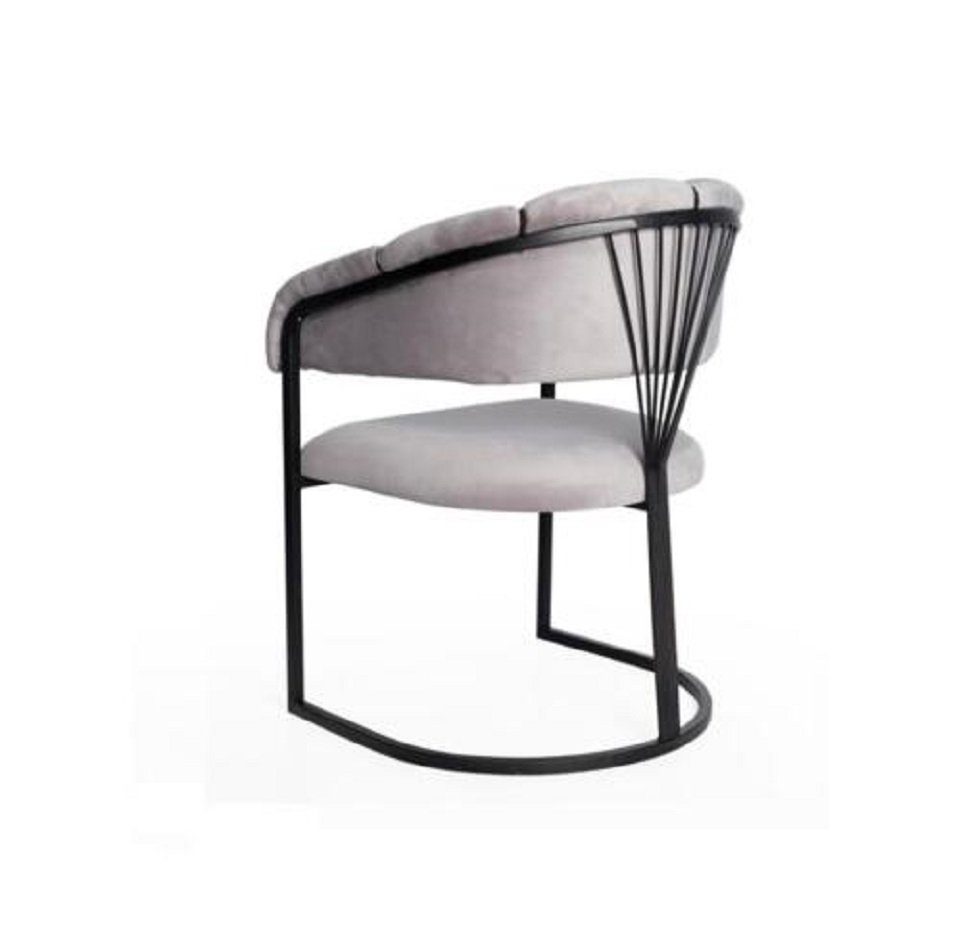 Stuhl Stuhl Esszimmer Luxus Weiß Stühle Sessel Lehnstuhl Edelstahl Möbel JVmoebel