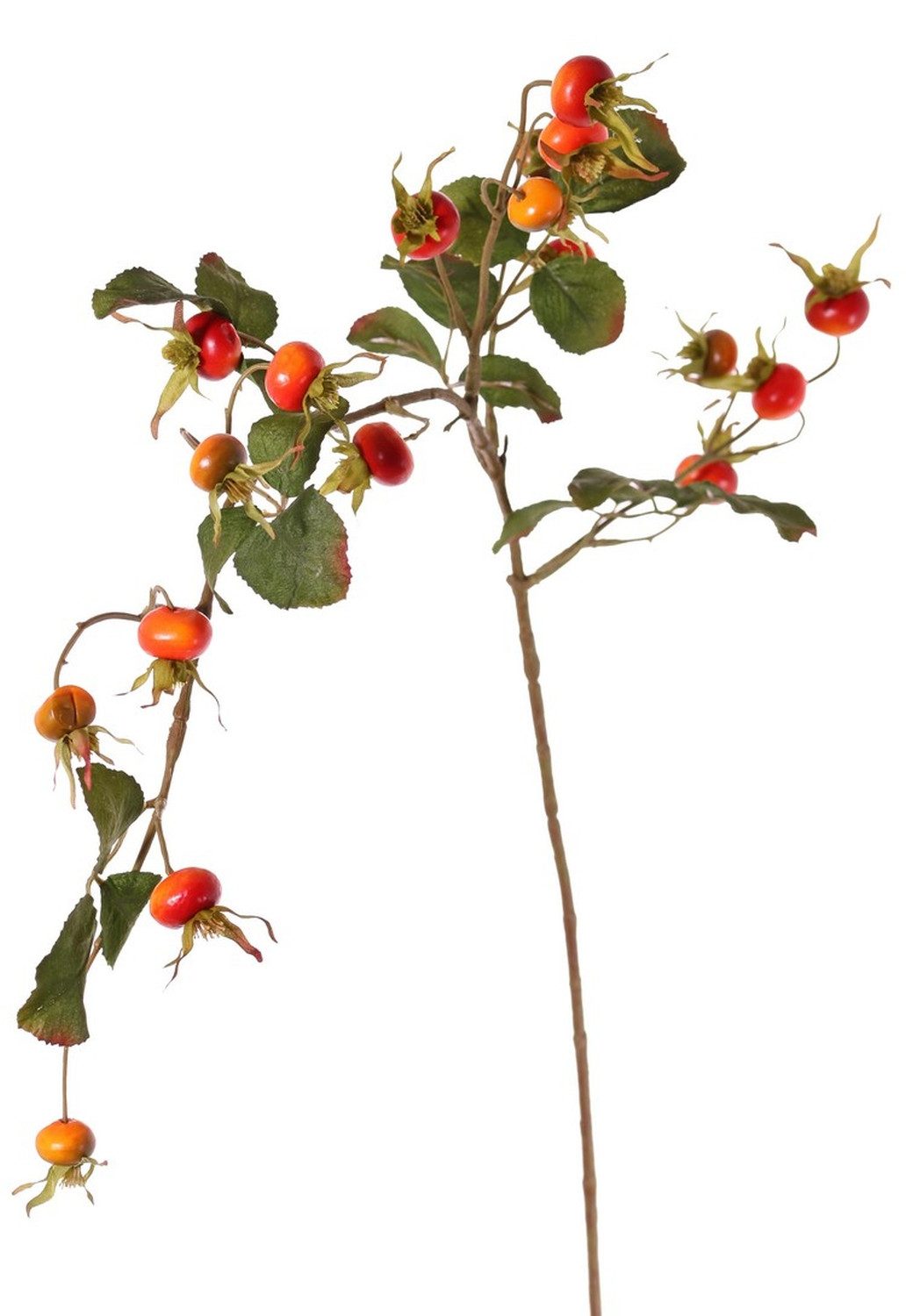 Kunstzweig Wildrose FILONAS mit Früchten, orange-rot, 105cm Hagebutte (Kartoffelrose), artplants, Höhe 105.0 cm