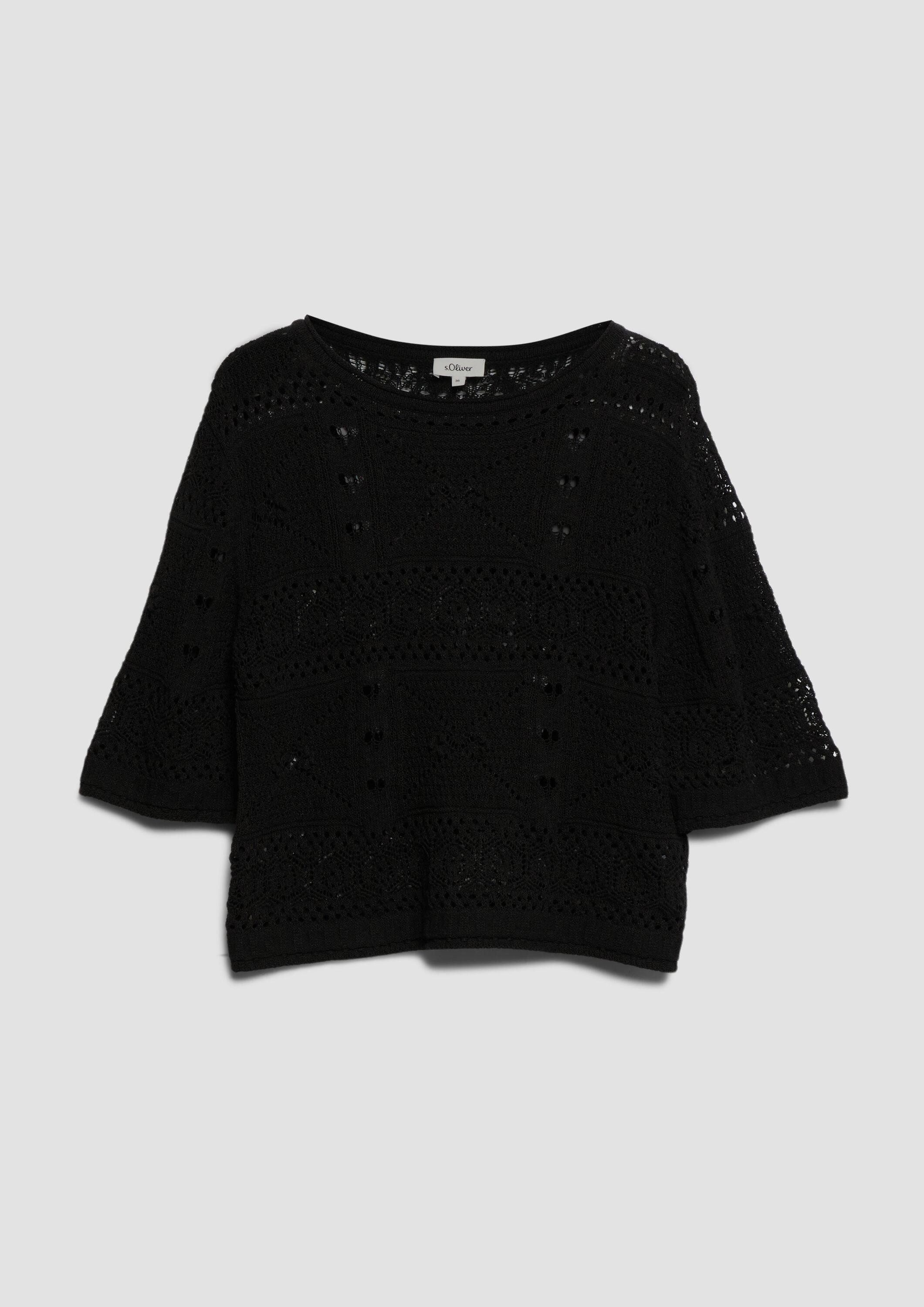 s.Oliver Kurzarmpullover Strickpullover Ajour-Strickpullover