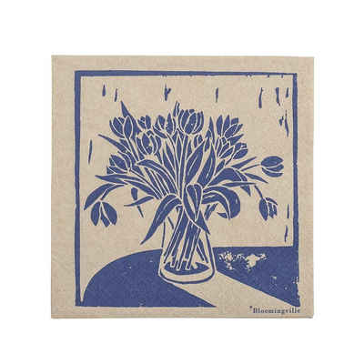 Bloomingville Papierserviette Tulips, in Blau, 20er Pack, 33x33cm, aus recyceltem Papier