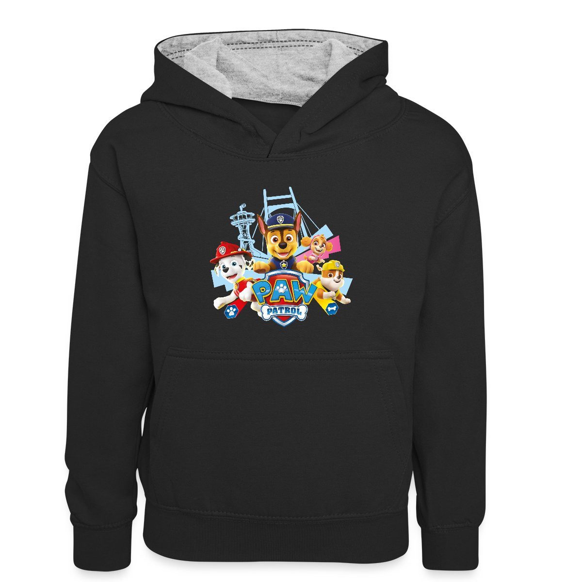 Hoodie Paw Patrol Logo Kinder Kontrast-Hoodie