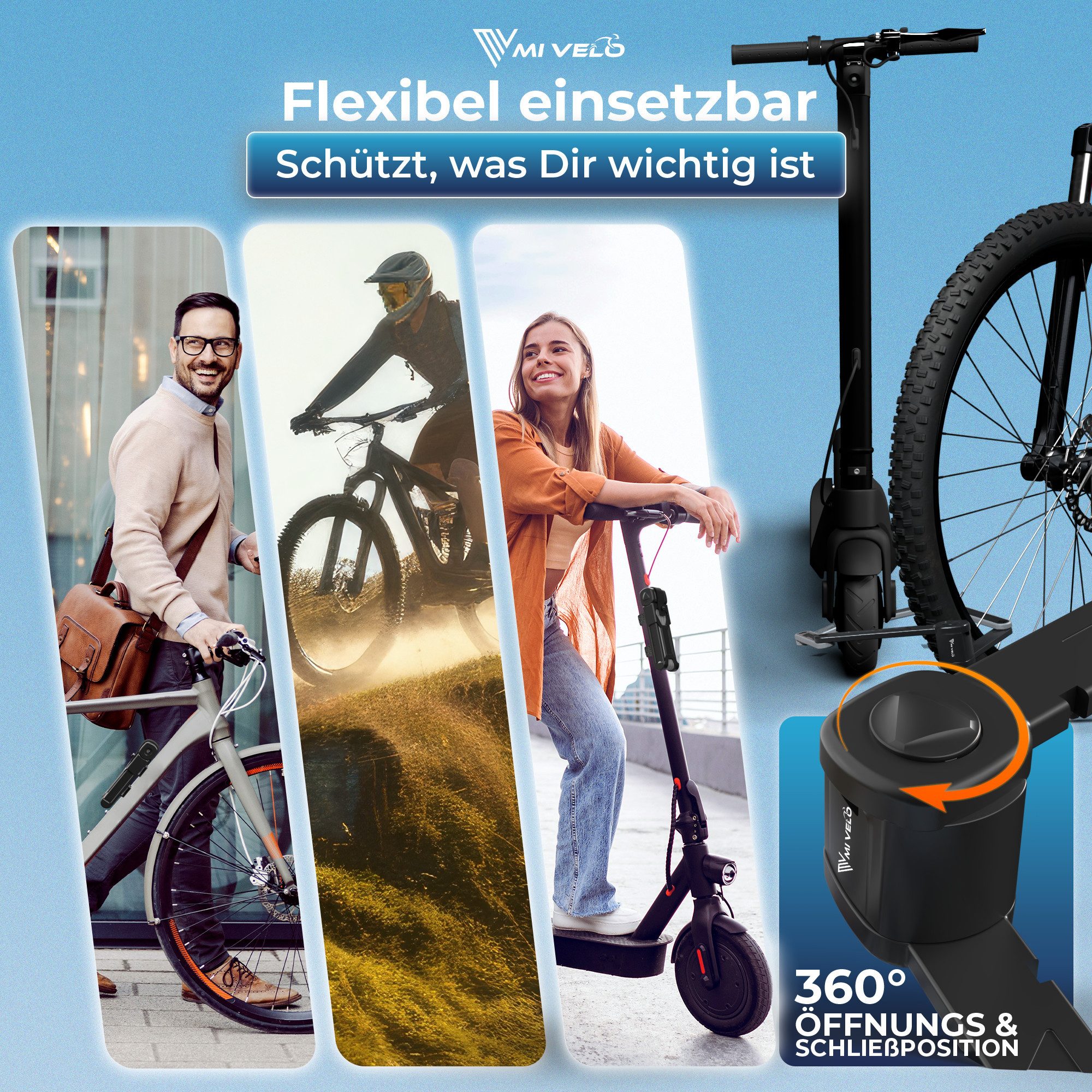 MIVELO Faltschloss hohe Sicherheit, Fahrradschloss mit Schlüssel inkl. Halterung, 8 mm Carbonstahl Glieder – Bild 5 von 5