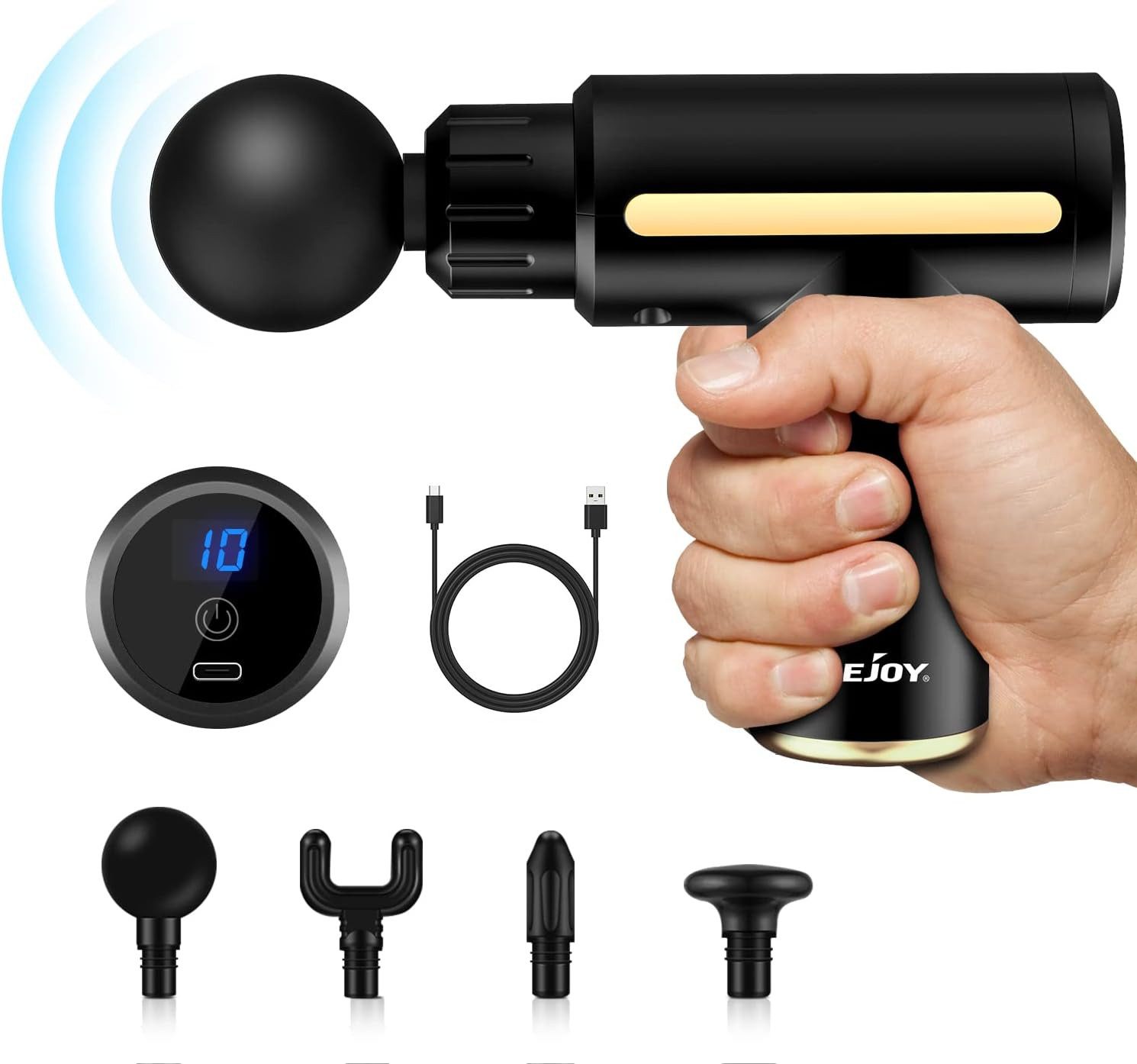 Massagepistole 10 Geschwindigkeit USB Aufladen Tragbare LED-Touchscreen für Bedienung