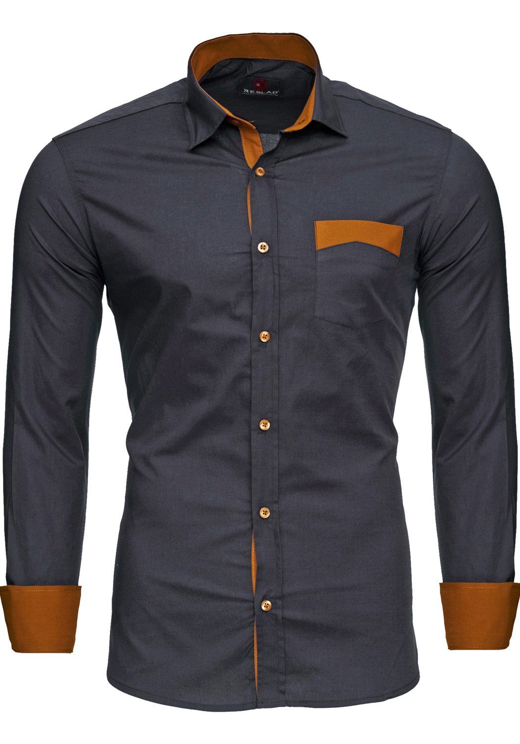 Langarmhemd Reslad Herren Hemd Exklusiv Two Tone Look Langarmhemd RS-7205