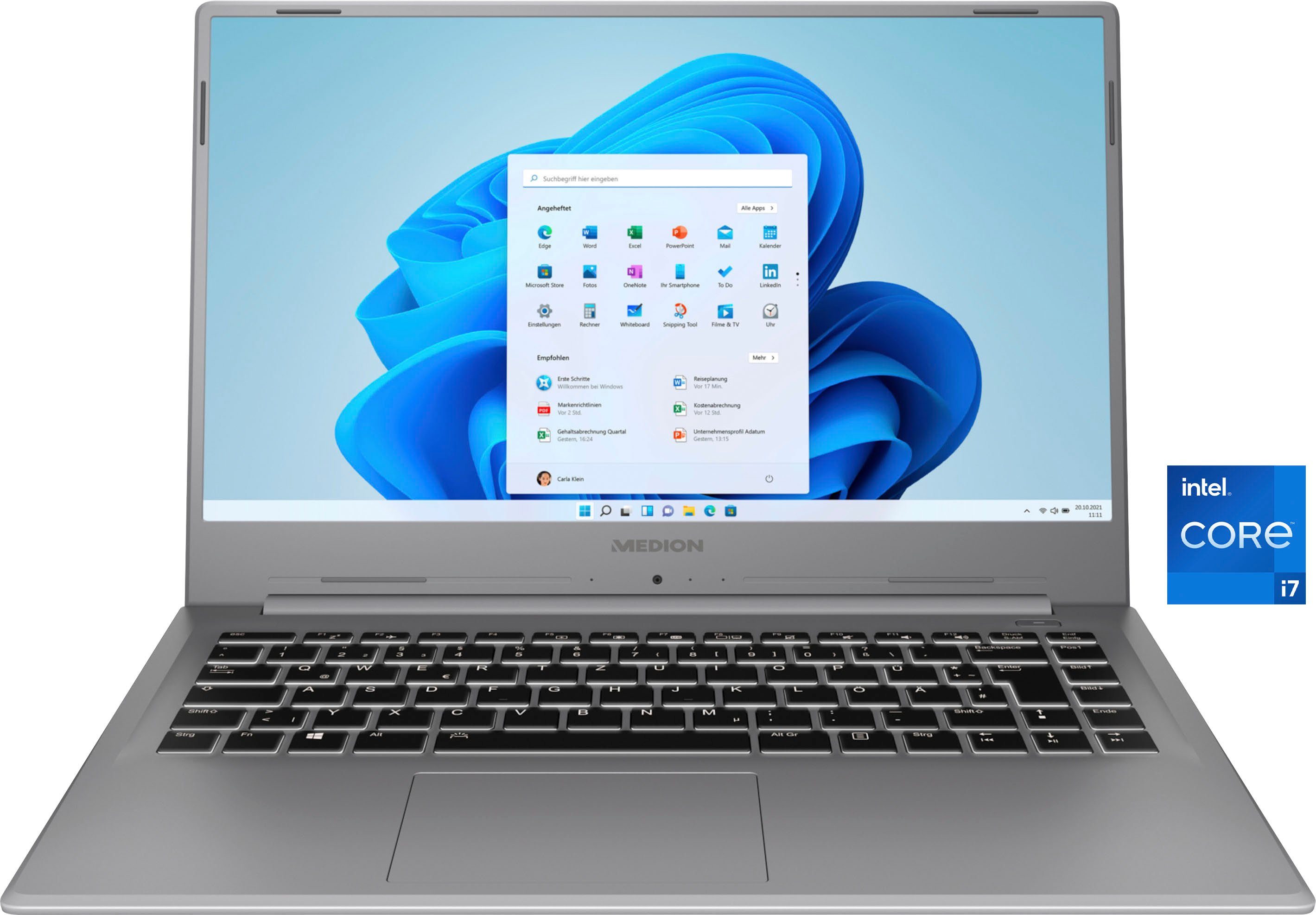 Medion® S15449 Ultrathin Laptop Notebook (39,62 cm/15,6 Zoll, Intel Core i7 1165G7, UHD Graphics, 512 GB SSD)