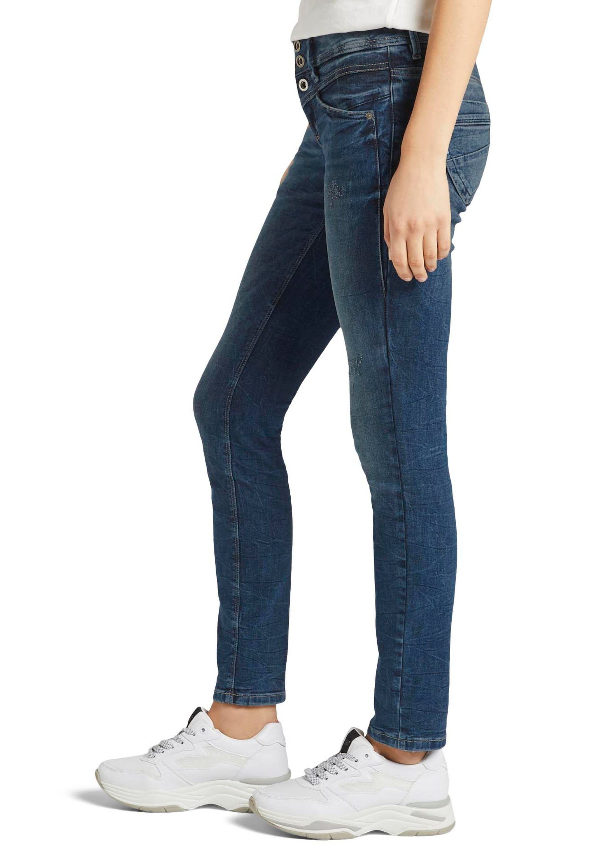 mit TOM und gesteppter Knopfleiste Slim Passe TAILOR dekorativ Alexa Slim-fit-Jeans