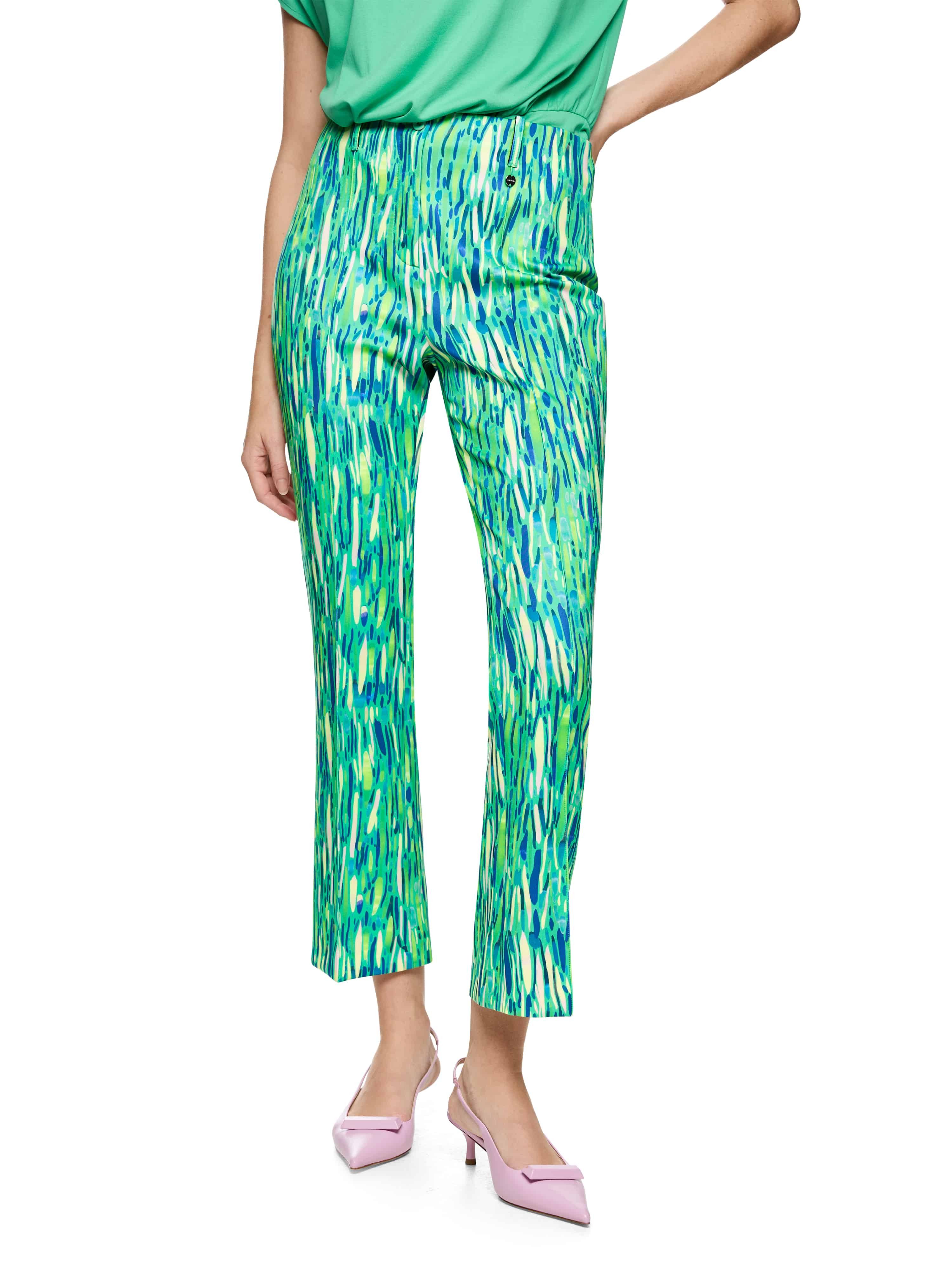 Marc Cain Jerseyhose Spring Fling Premium Damenmode Model: FORLI, aus Scubajersey, farbenfrohe Confetti Print