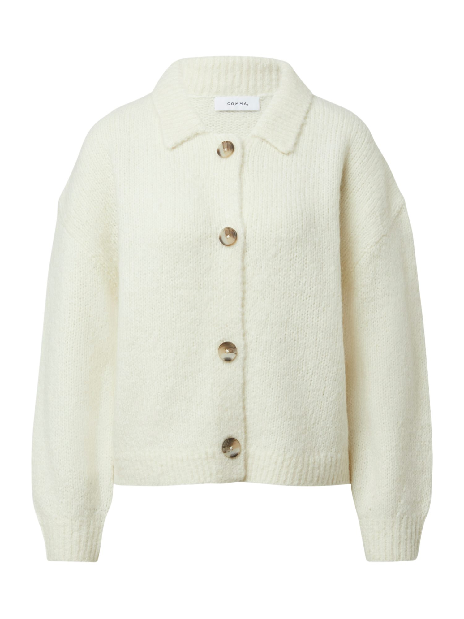 comma Strickjacke weiß,Casual,Polyacryl,Strukturiert,Umlegekragen,Lang,Relaxed Fit