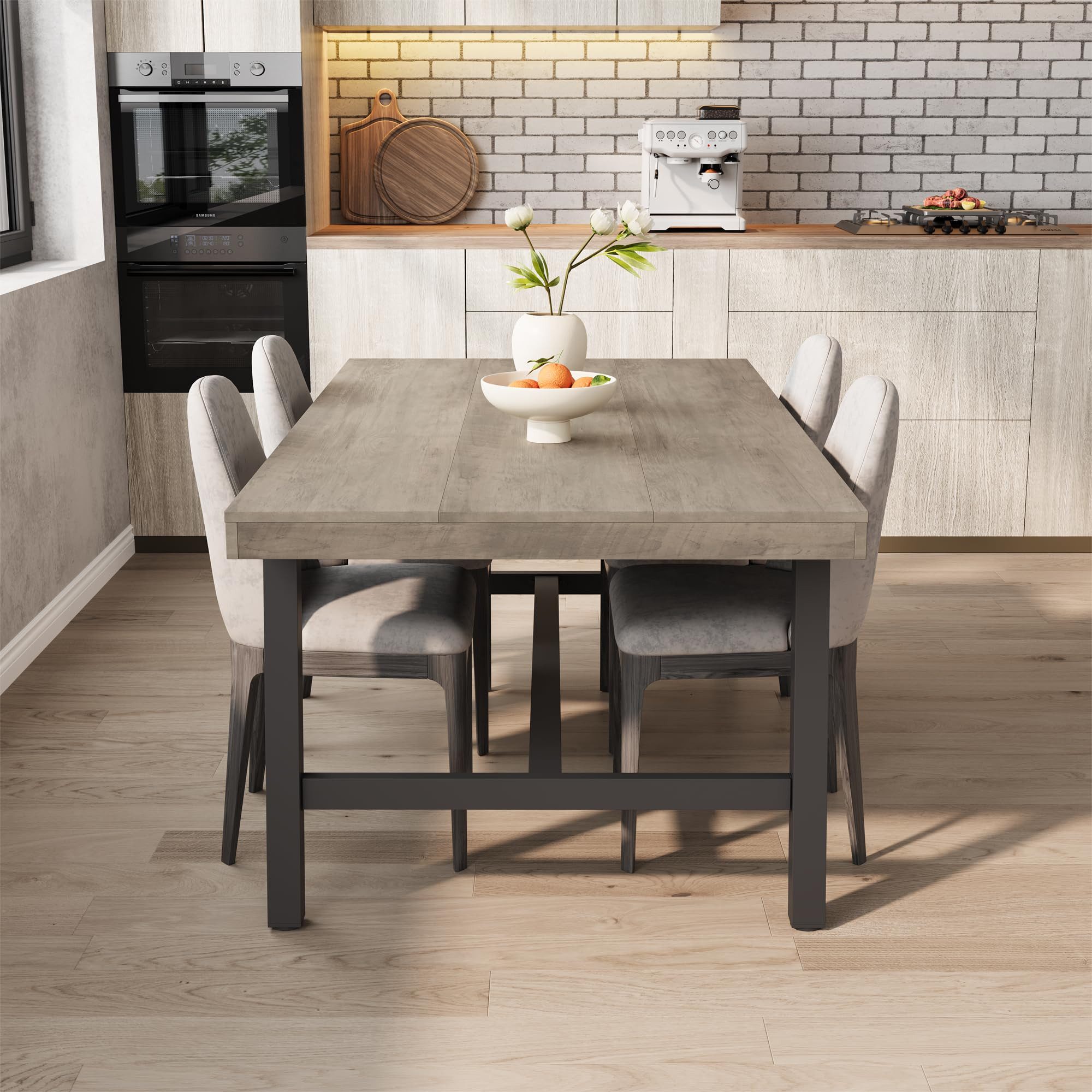 GarveeMore Esstisch 180 cm Großer rechteckiger Esstisch MDF-Tischplatte Holzoptik (1Tisch), Metallgestell Robust Multifunktionaler Esstisch für 6 bis 8 Personen – Bild 5 von 5