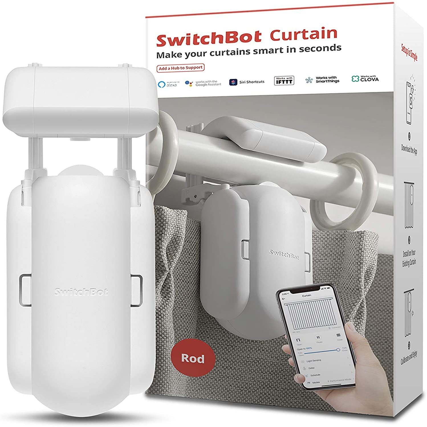 SwitchBot SwitchBot Curtain "Rod Pole" für Gardinen - smarter Gardinenmotor  Smart-Home-Zubehör