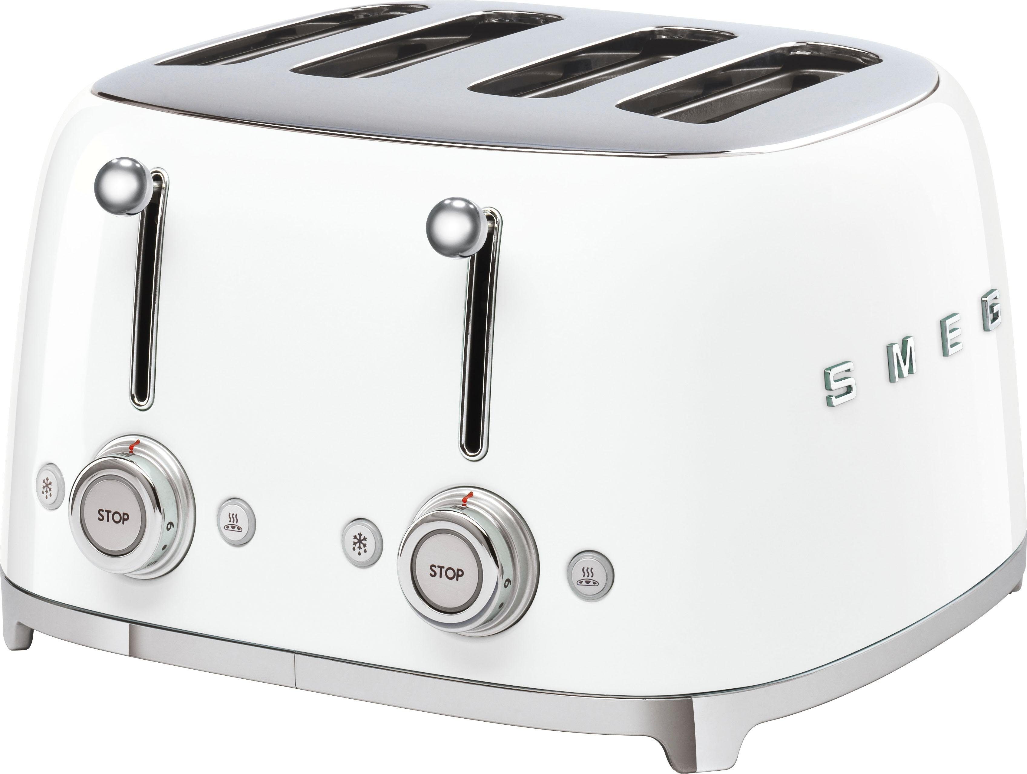 Smeg Toaster TSF03WHEU, 4 kurze Schlitze, 3000 W