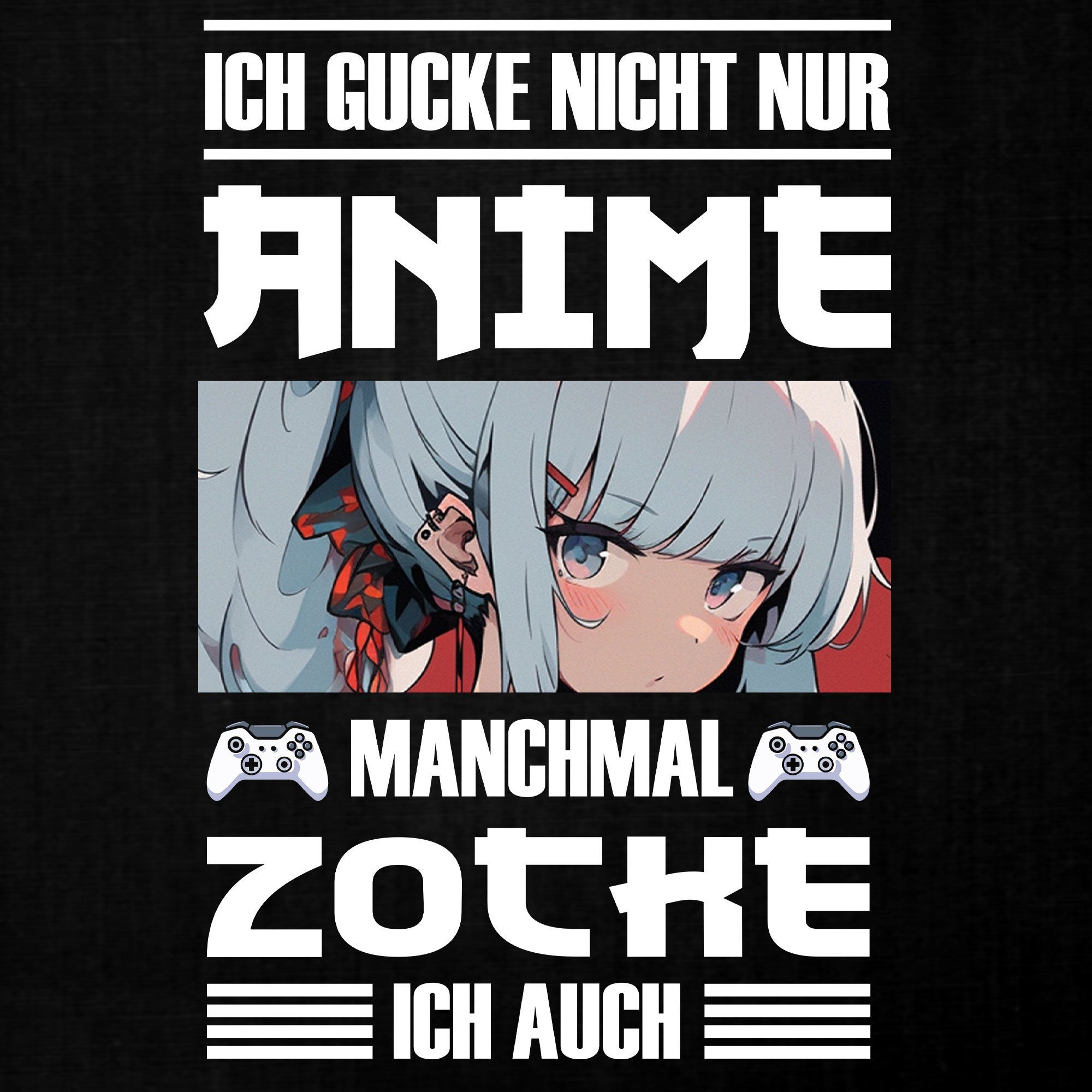 Anime (1-tlg) Quattro & Japan Kurzarmshirt Zocken Schwarz Formatee Herren - T-Shirt