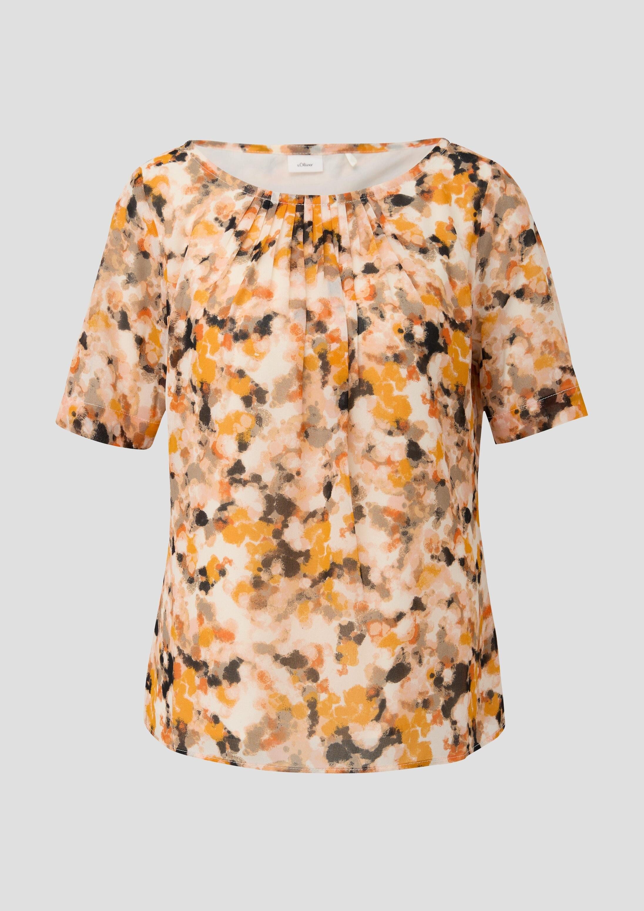 s.Oliver Kurzarmbluse Bluse Semitransparente Chiffon-Bluse