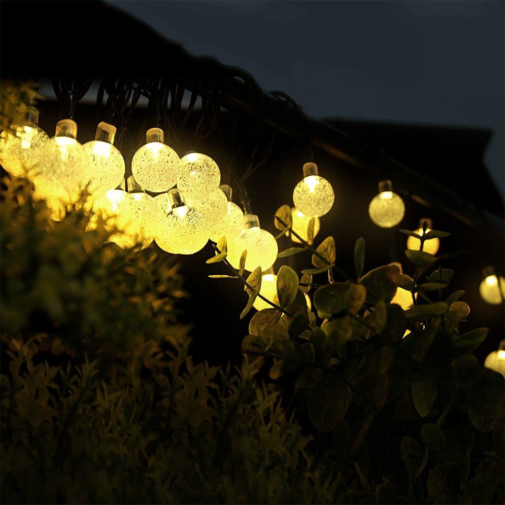 Salcar LED Solarleuchte LED Solarleuchten Garten Kugel Lichterkette Außen Solar Gartenleuchte, Bunt, Warmweiß, Warmweiß, 5M 10LED Lichterkette – Bild 5 von 5