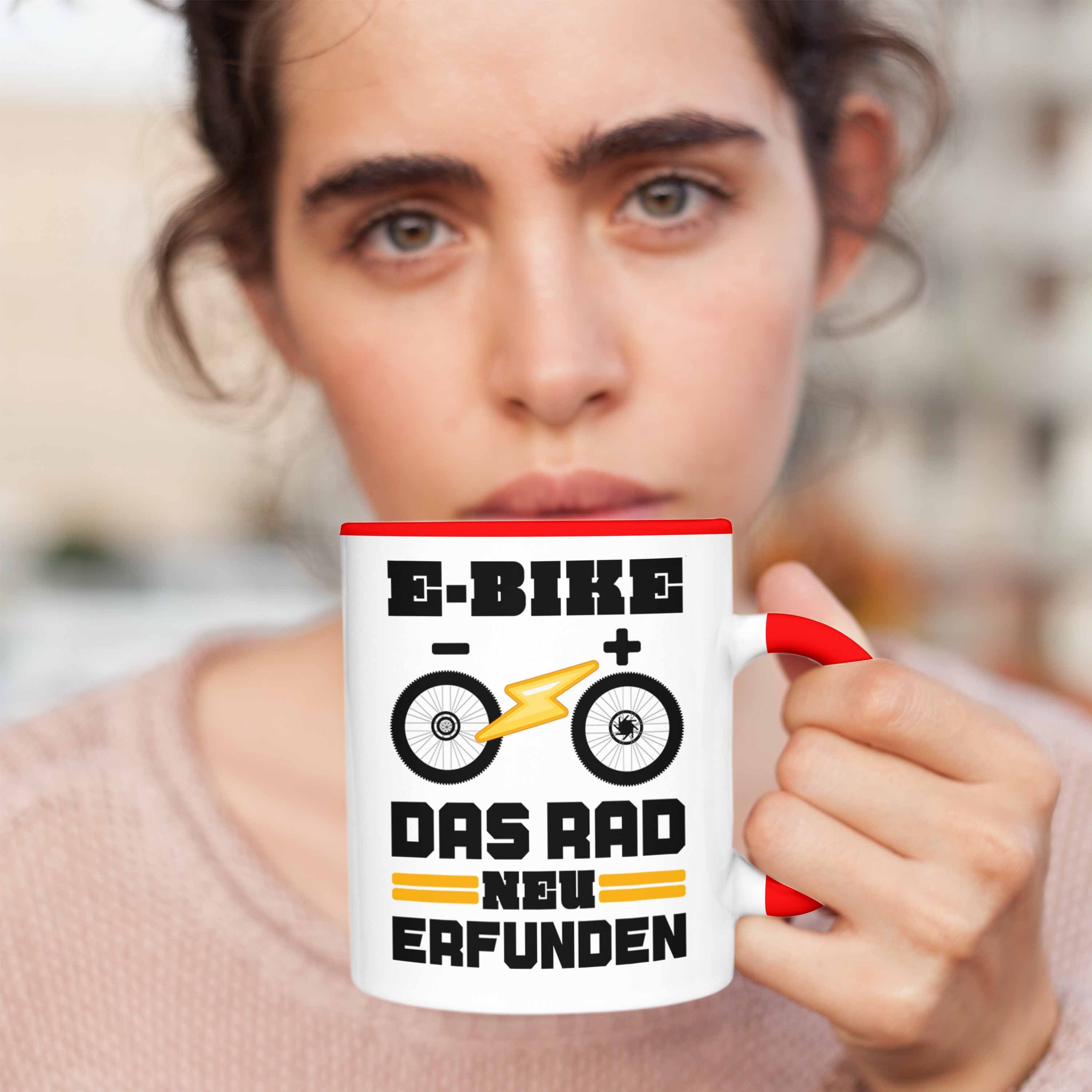 Spruch - Tasse Elektrofahrrad Trendation Rentner Tasse Sprüche E-Bike Geschenk Geschenke mit Lustige Kaffeetasse Ebike Rot Trendation