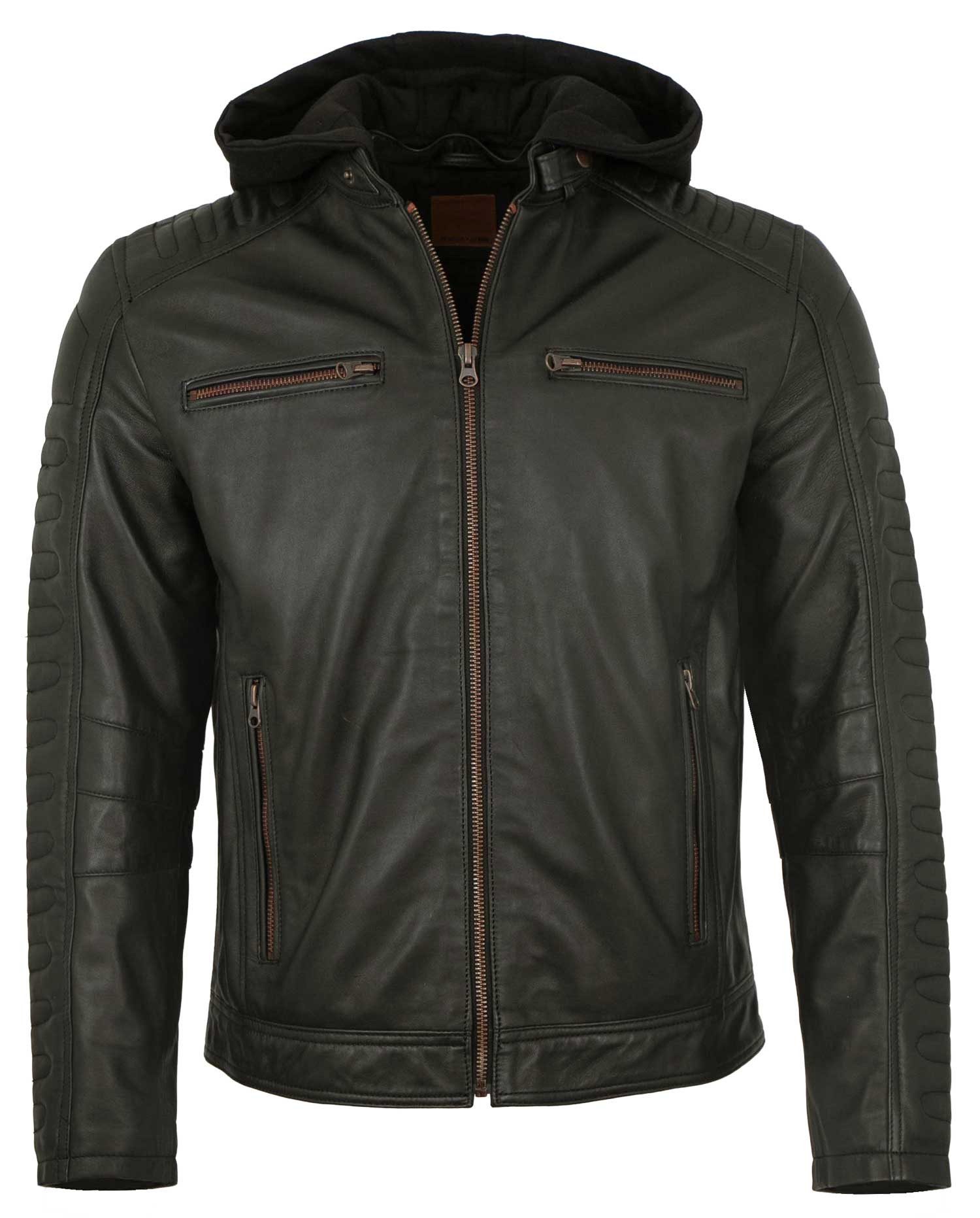 Redpoint Lederjacke Damon Redpoint - Herren Lederjacke Bikerjacke Kapuze La günstig online kaufen