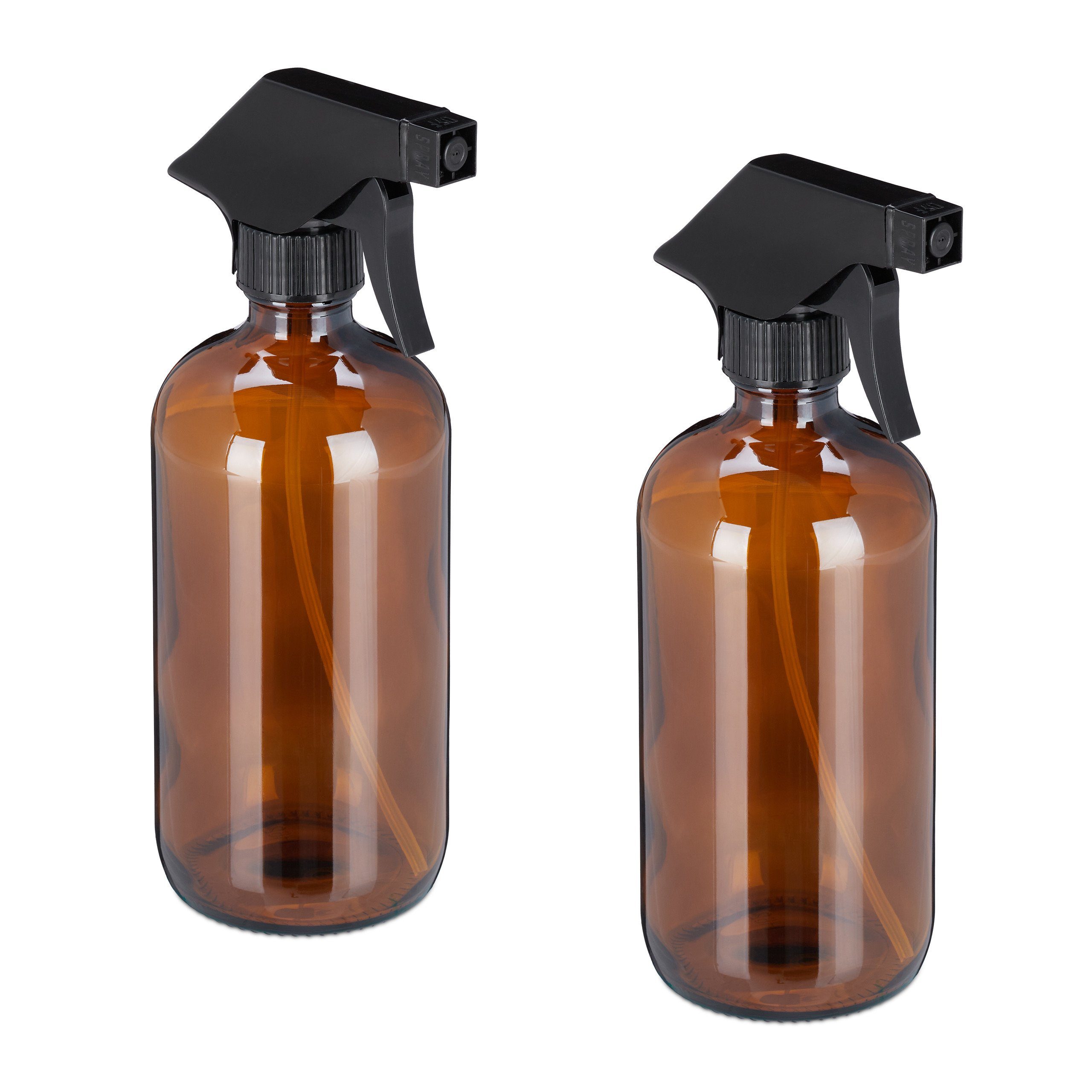 relaxdays Sprühflasche Glas im 2er Set Braun, (2-tlg)