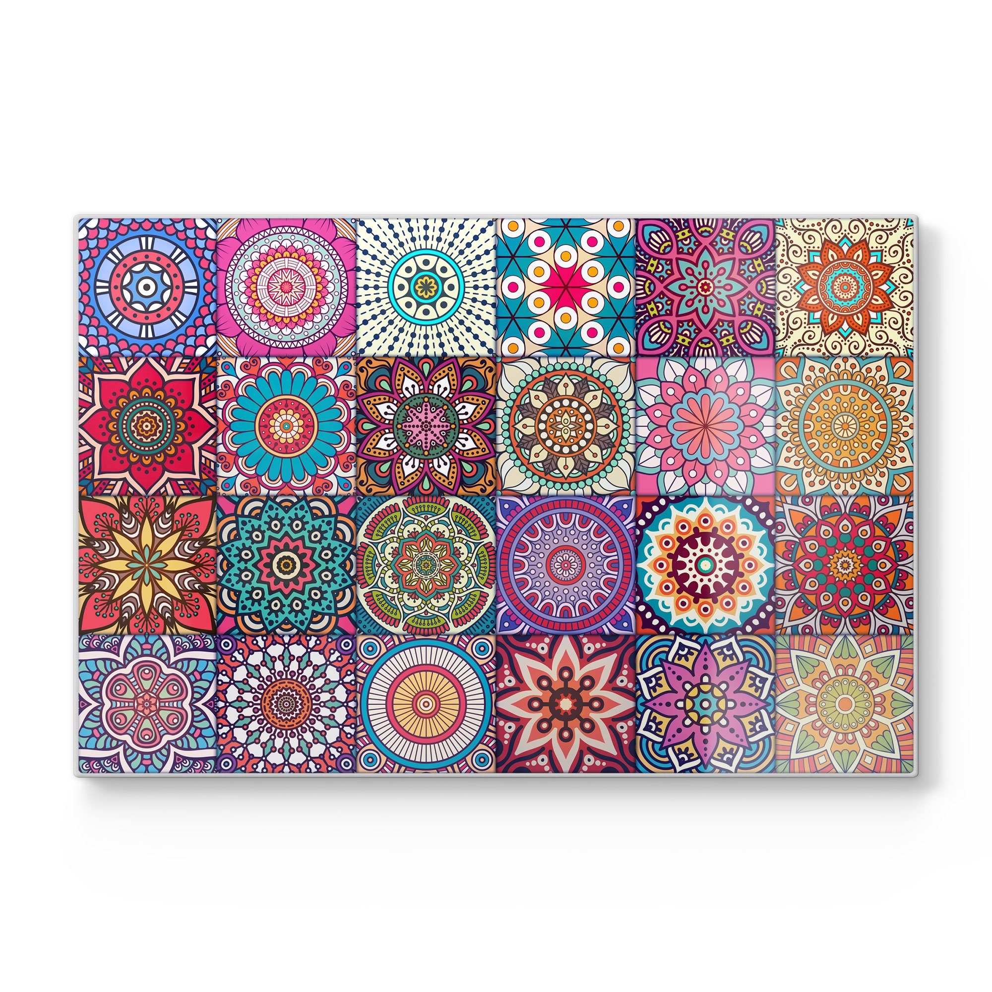 DEQORI Schneidebrett 'Orientalische Muster', Glas, Platte Frühstücksbrett Schneideplatte