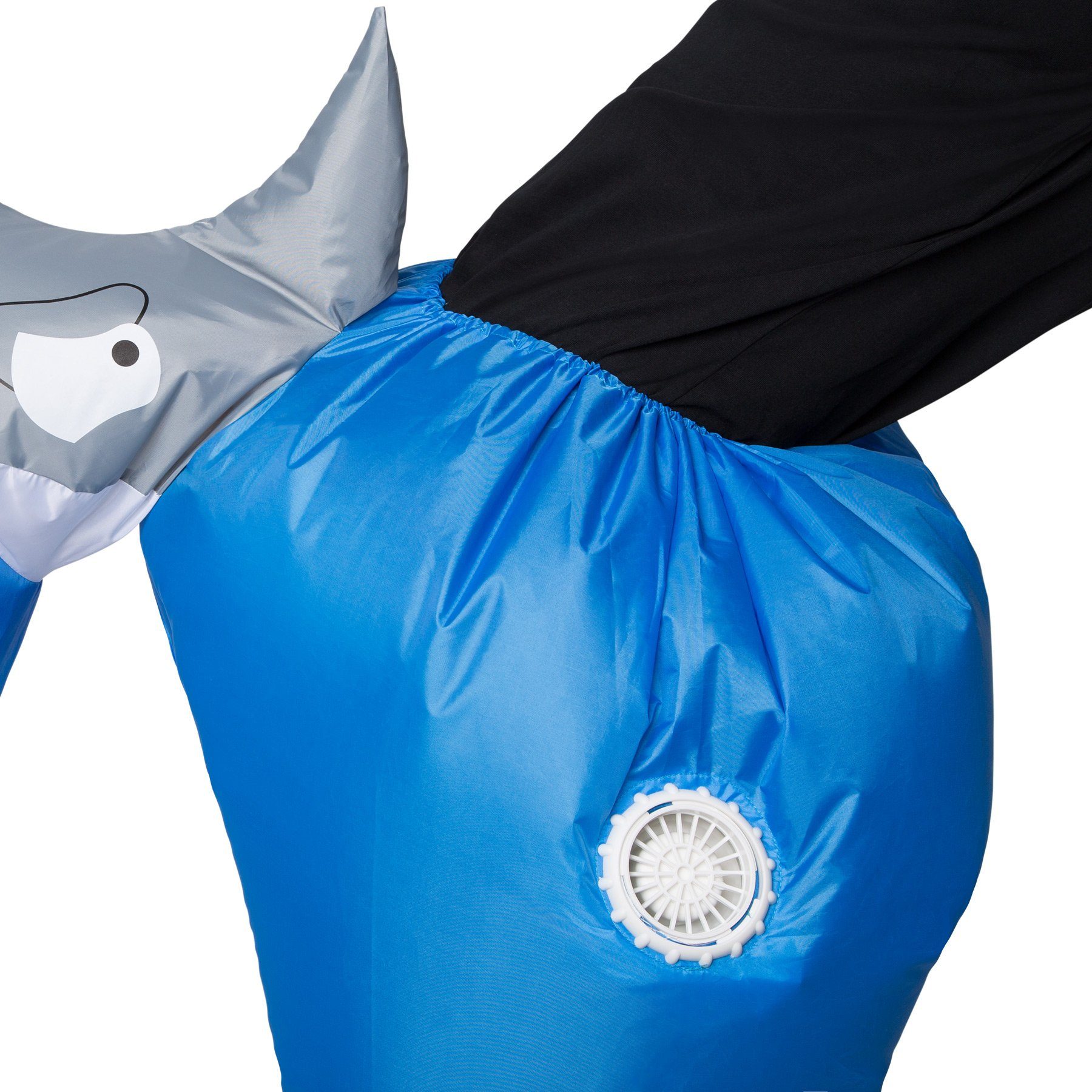 dressforfun Kostüm Fischfigur/Aufblasanzug, Extrem leichtes und reißfestes Material, in schwarz/blau, Gr. Einheitsgröße, Uneingeschränkte Bewegungsfreiheit