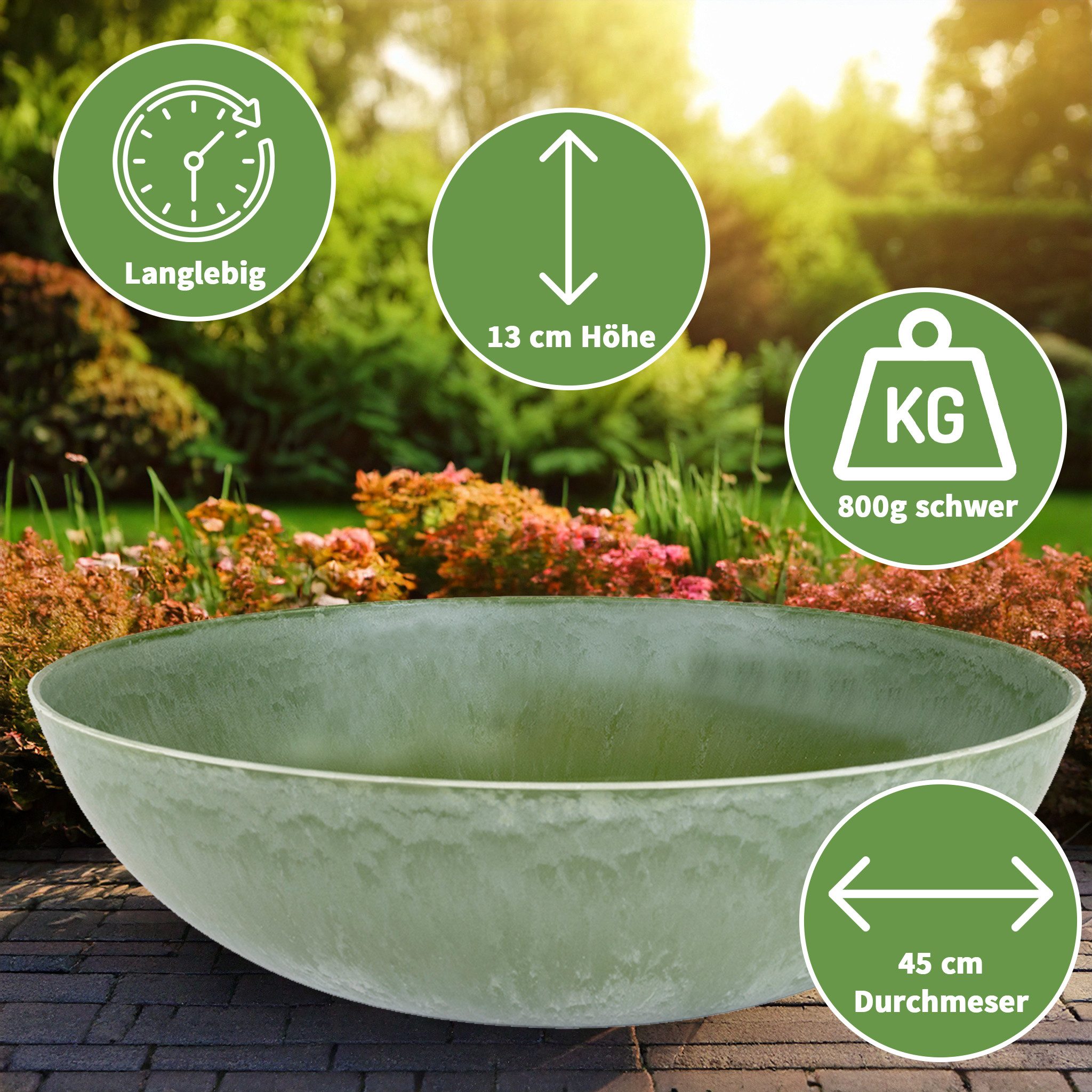 matches21 HOME & HOBBY Wasserspiel Outdoor Solar Brunnen Set 45cm, (2 tlg), Große Brunnen-Schale mit Wasserfontäne Garten-Brunnen Wasserspiel