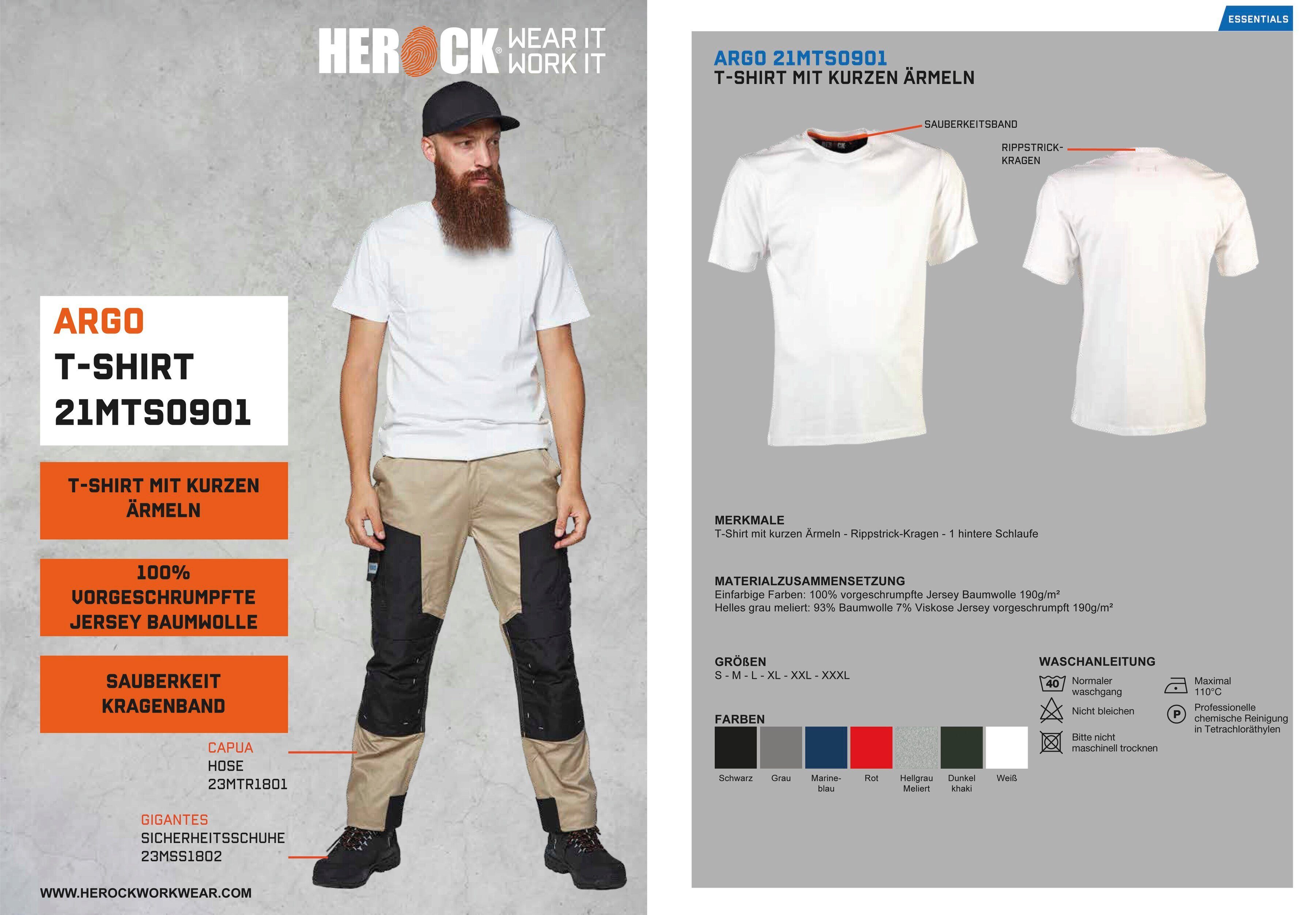 Herock T-Shirt Ärmel, T-Shirt mit Kurzärmlig angenehmes 3-tlg) Rippstrick-Kragen (Spar-Set, Argo Tragegefühl weiß Kurze