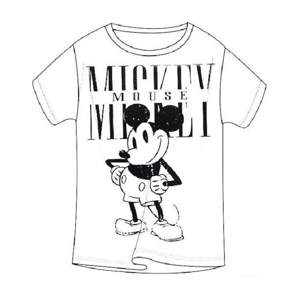 Disney Mickey Mouse T-Shirt Mickey Mouse Cartoon Style Damen T-Shirt, Weiß,  100% Baumwolle