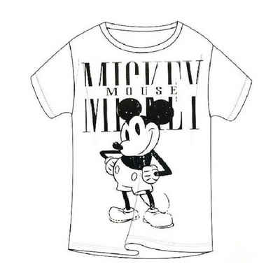 Disney Mickey Mouse T-Shirt Mickey Mouse Cartoon Style Damen T-Shirt, Weiß, 100% Baumwolle