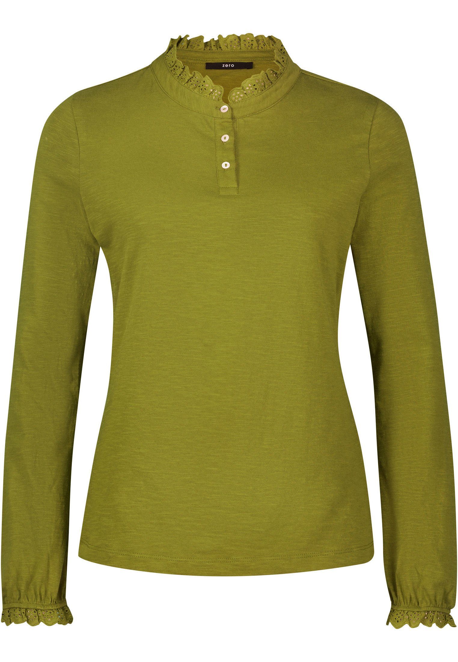 Zero (1-tlg) Cardamom T-Shirt Knopfleiste mit Knopfleiste Seed