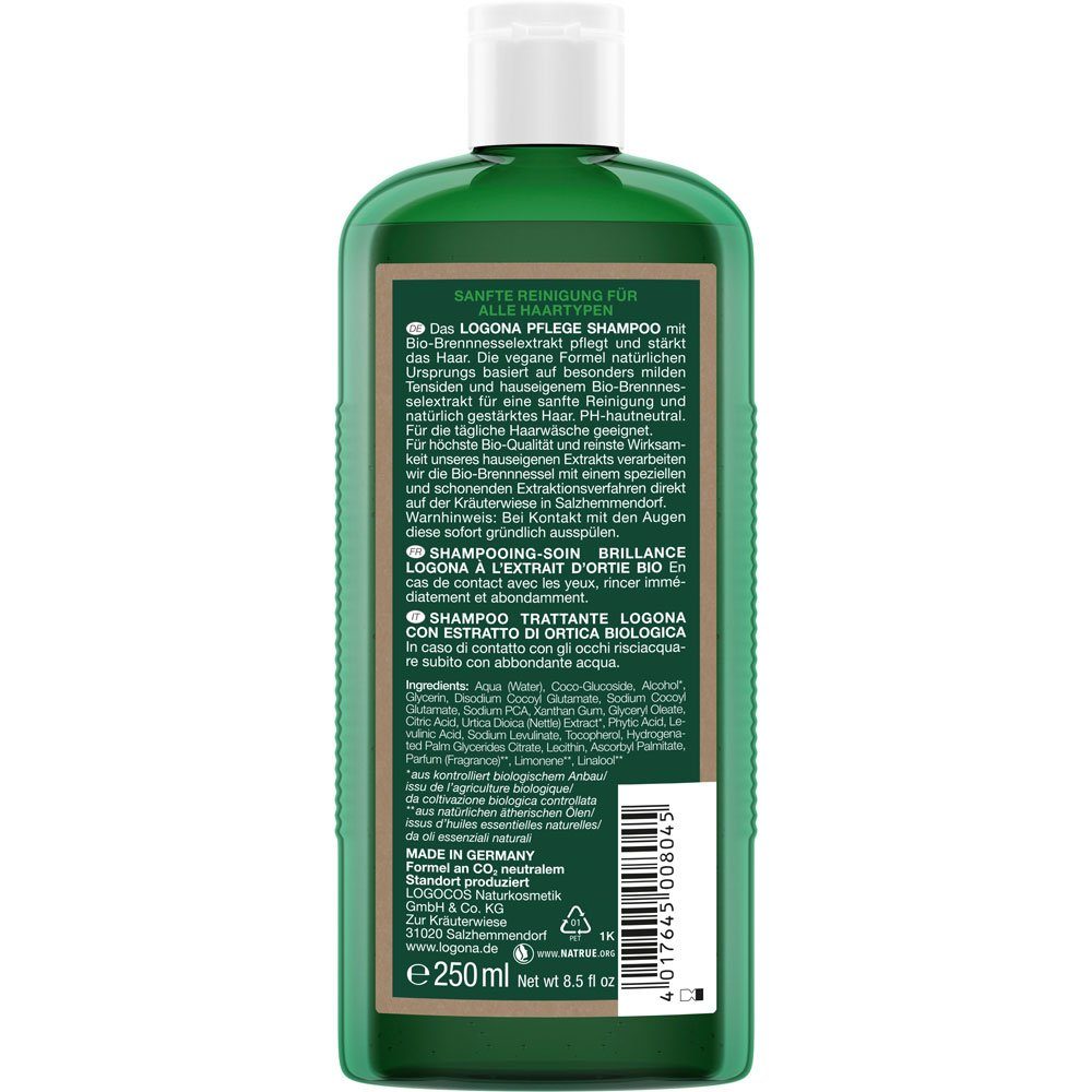LOGONA Haarshampoo Pflege Shampoo Brennessel, 250 ml