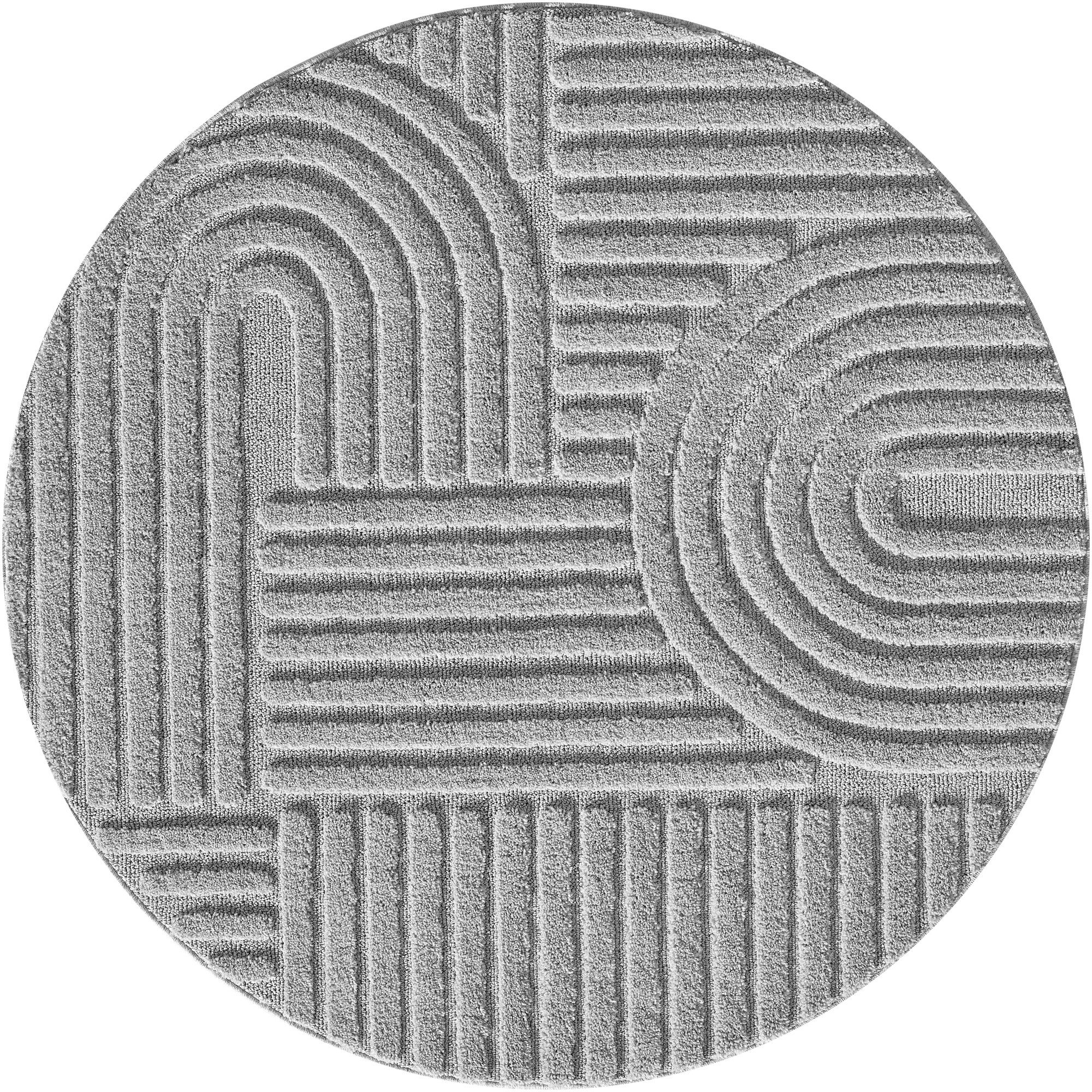 Teppium Teppich Boho-Design, Rund, Höhe: 20 mm, Teppich Wohnzimmer Skandinavisches Boho Teppich Hoch-Tief Effekt