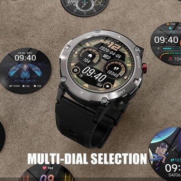 findtime Smartwatch (1,32 Zoll, Android, iOS), Schlafmonitor,Schrittzähler, Kalorien, wasserdicht IP68, Stoppuhr, GPS