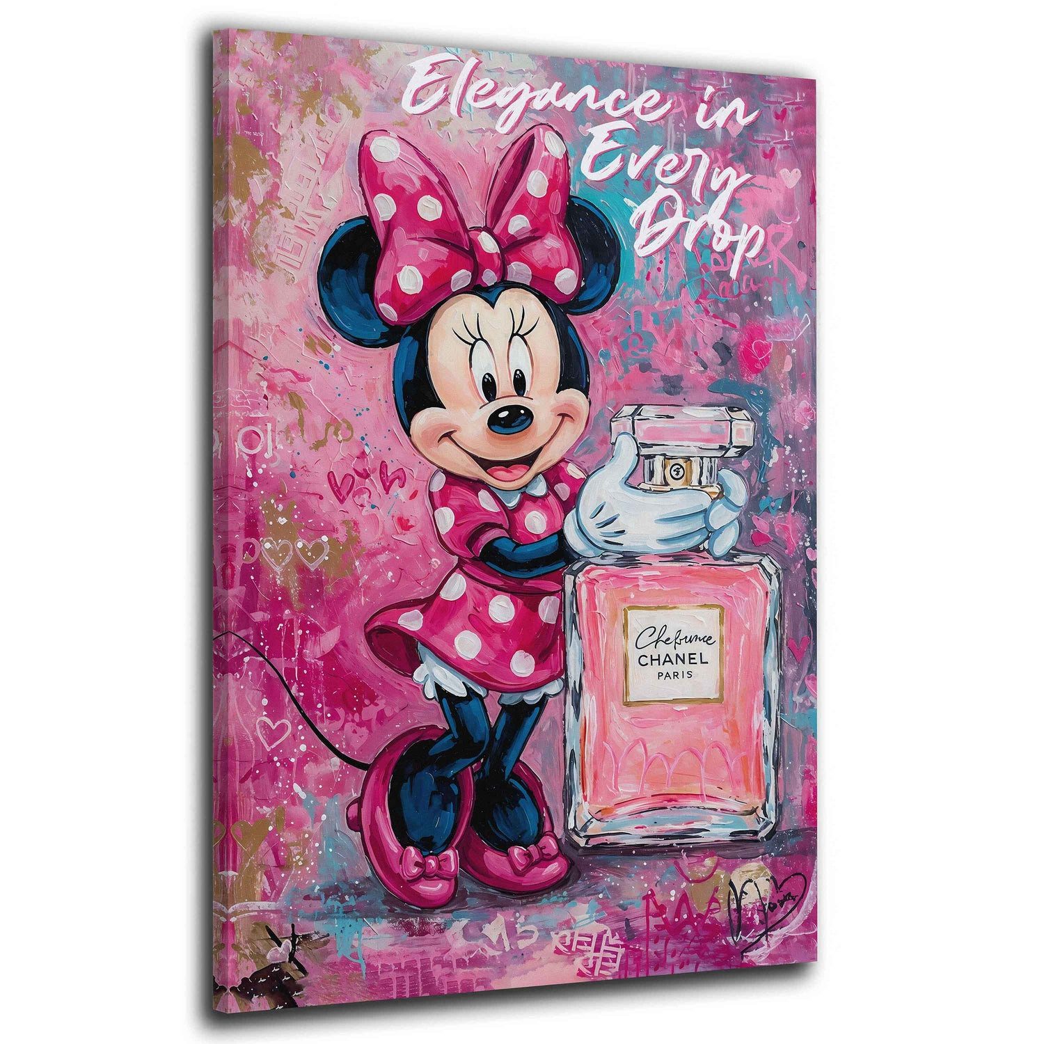 Artedinoi Leinwandbild Pop Art Maus mit Parfüm Pink Street Art Wandbild Leinwandbild Kunstdru, Comic-Maus mit Parfüm