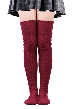 Dekorative Kniestrümpfe Oberschenkelhohe Lange Overknee-Socken für Damen Winter Warme (1-Paar) Winter kniestrümpfe für Frauen, warme Kniestrümpfe
