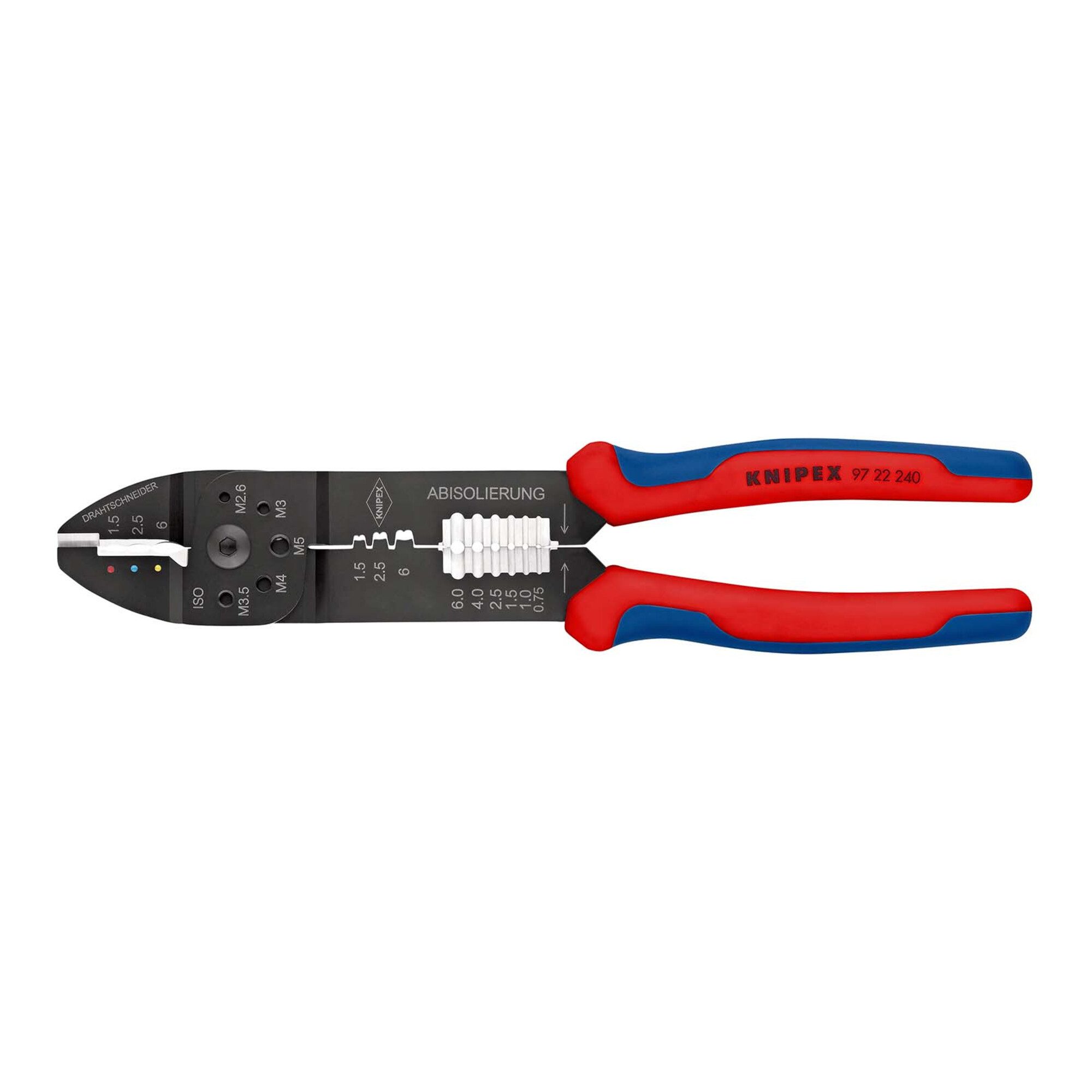 Knipex Crimpzange KNIPEX 97 22 240 Crimpzange mit Mehrkomponenten-Hüllen schwarz lackier