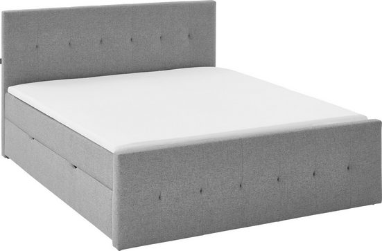 INOSIGN Boxbett TESSAJA, 180 x 200cm, mit Bettkasten, inkl. Topper Grau