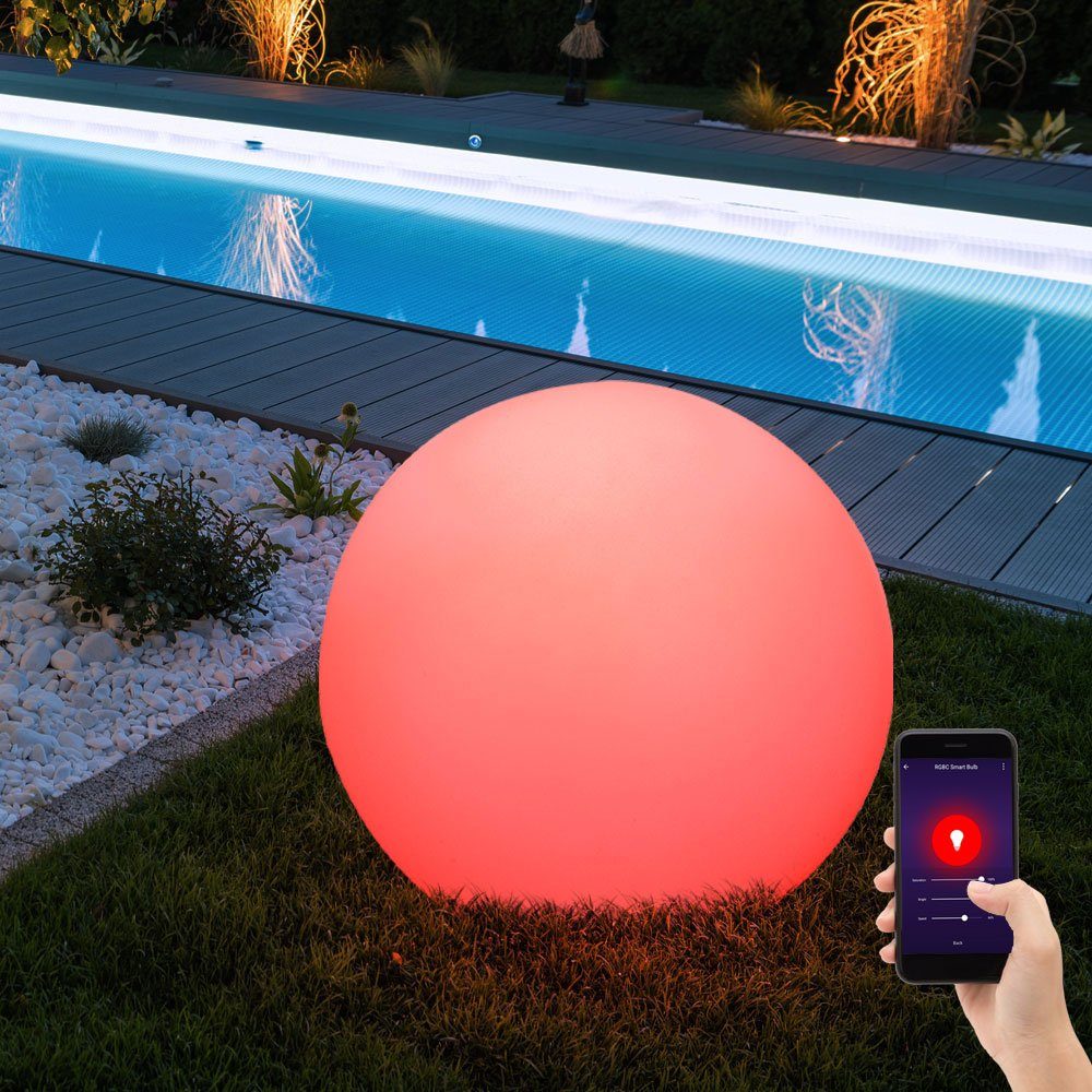 GLOBO LIGHTING Kugelleuchte, Leuchtmittel inklusive, Kaltweiß, Warmweiß, Neutralweiß, Tageslichtweiß, Farbwechsel, Smart RGB LED Kugelleuchte Erdspieß Steckleuchte Gartendeko